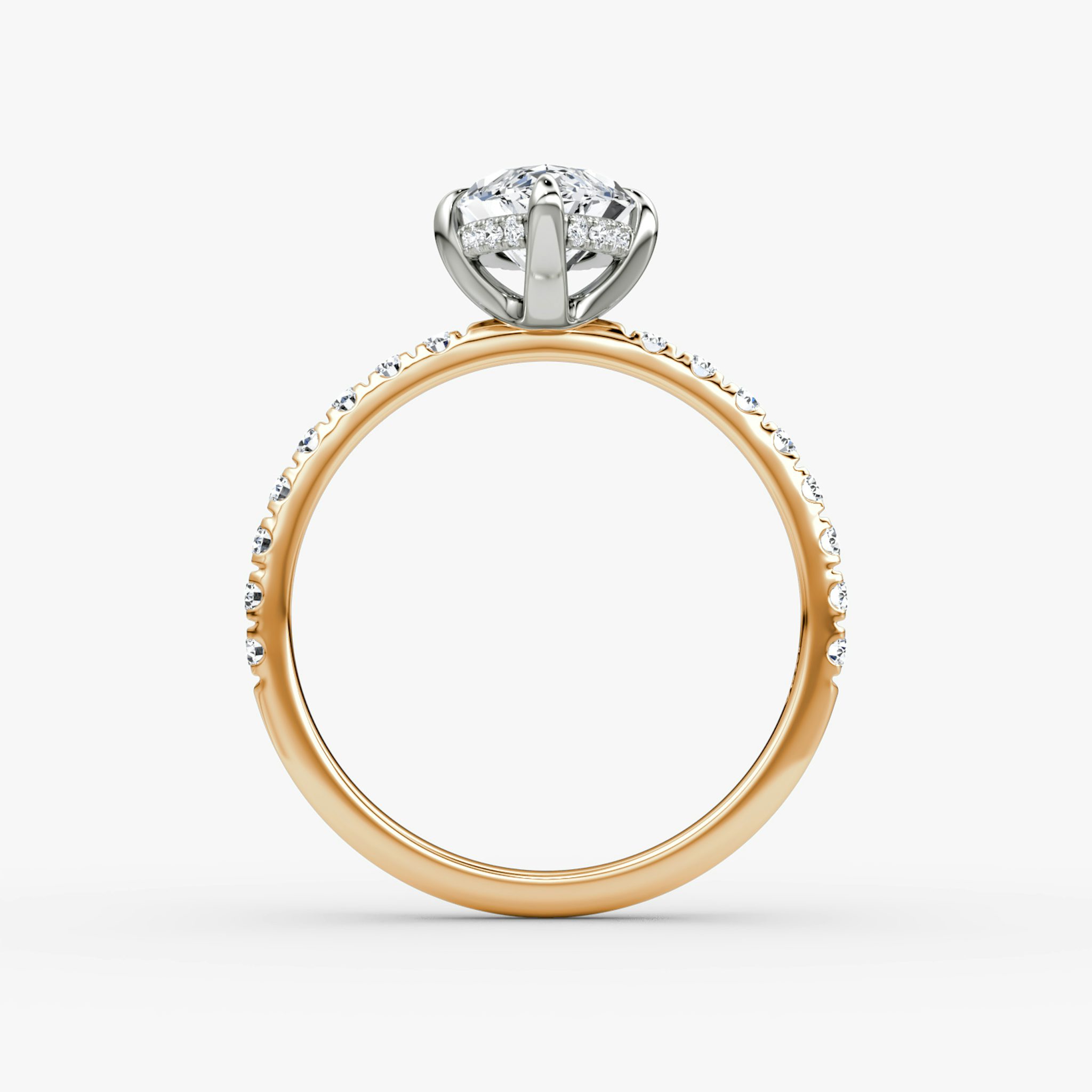 The Classic Hidden Halo | Marquise | 14k | Rose Gold and Platinum | bandAccent: Pavé | bandWidth: large | prongStyle: Plain | diamondOrientation: vertical | caratWeight: other