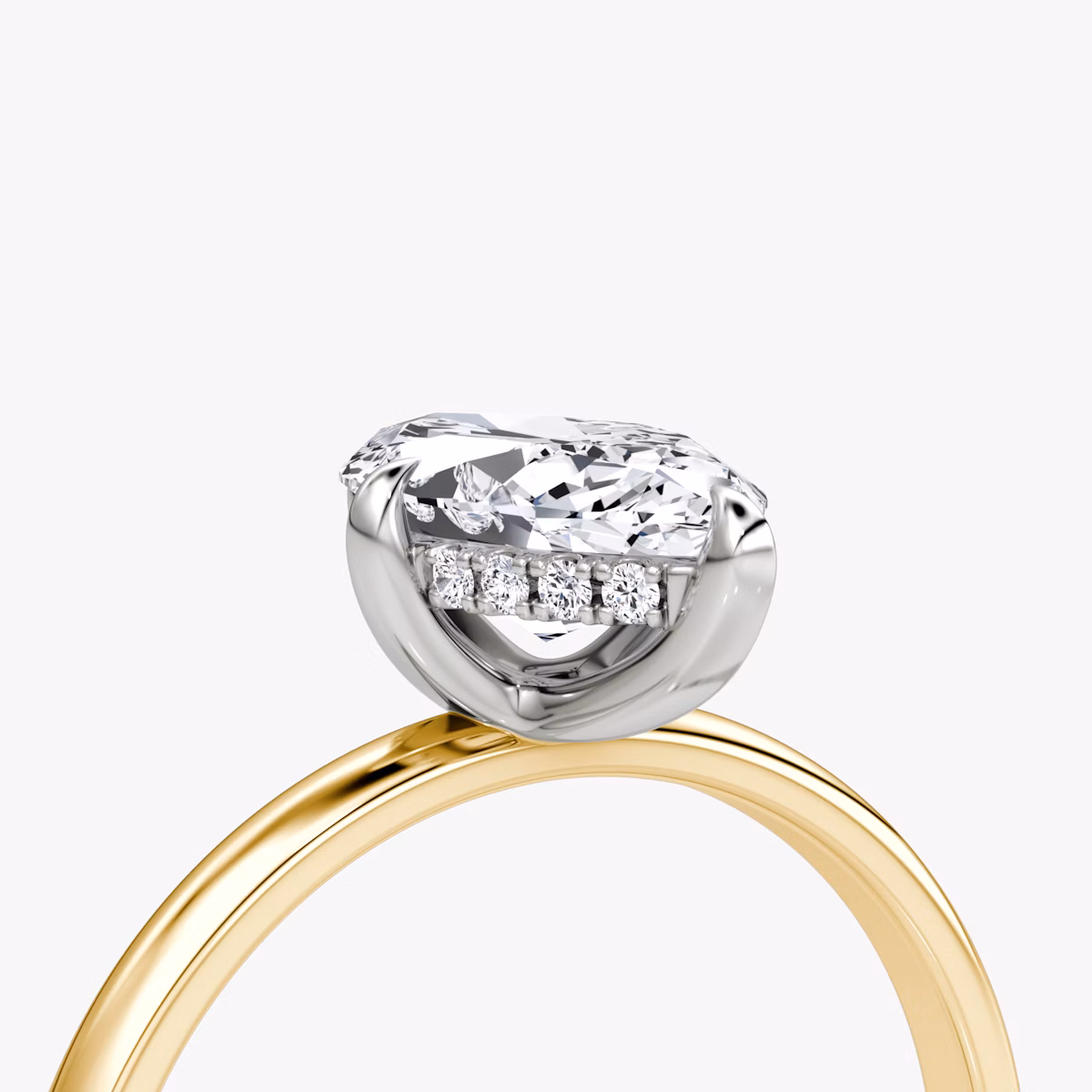The Classic Hidden Halo | Marquise | 18k | Yellow Gold and Platinum | bandAccent: Plain | bandWidth: large | prongStyle: Plain | diamondOrientation: vertical | caratWeight: other