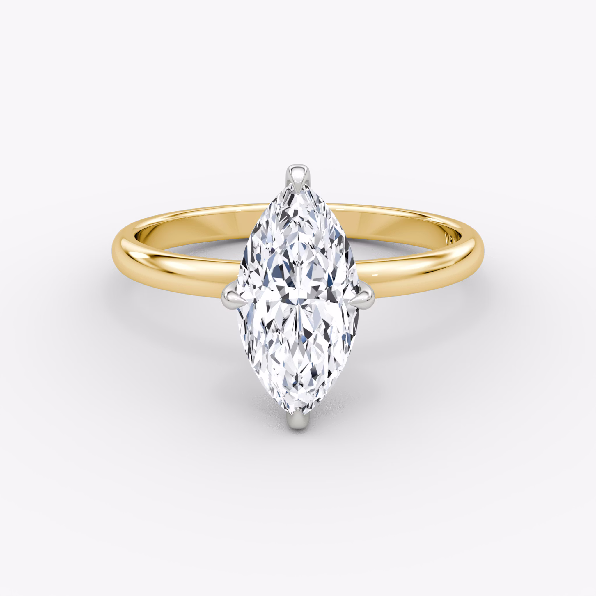 The Classic Hidden Halo | Marquise | 18k | Yellow Gold and Platinum | bandAccent: Plain | bandWidth: large | prongStyle: Plain | diamondOrientation: vertical | caratWeight: other