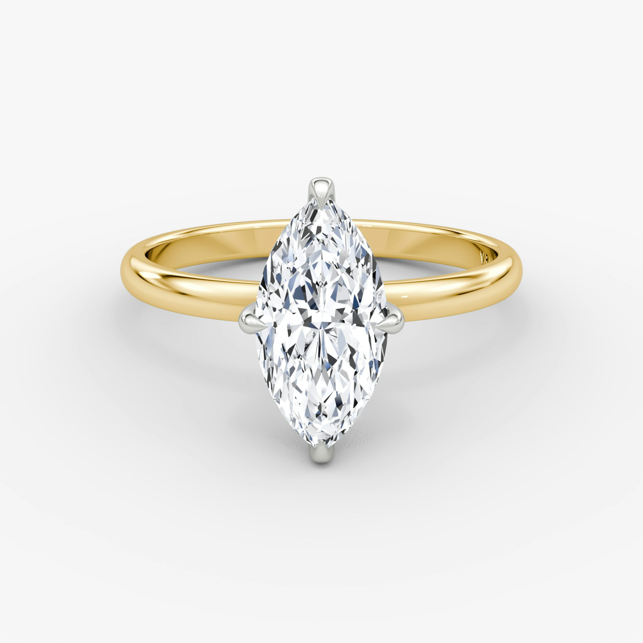 The Classic Hidden Halo | Marquise | 18k | Yellow Gold and Platinum | bandAccent: Plain | bandWidth: large | prongStyle: Plain | diamondOrientation: vertical | caratWeight: other