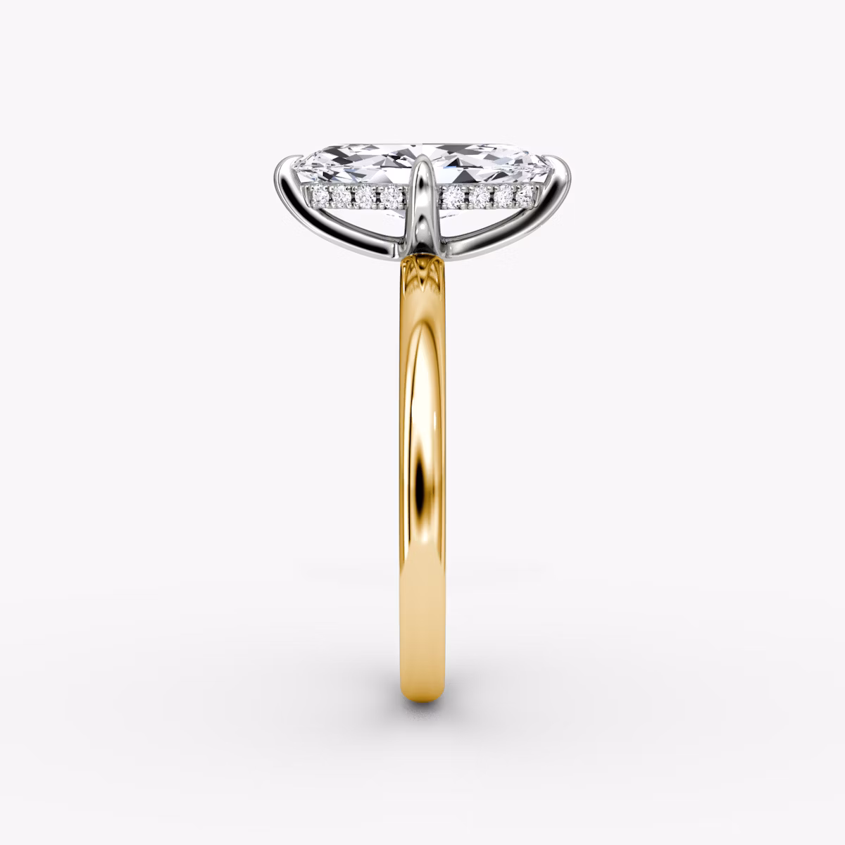 The Classic Hidden Halo | Marquise | 18k | Yellow Gold and Platinum | bandAccent: Plain | bandWidth: large | prongStyle: Plain | diamondOrientation: vertical | caratWeight: other
