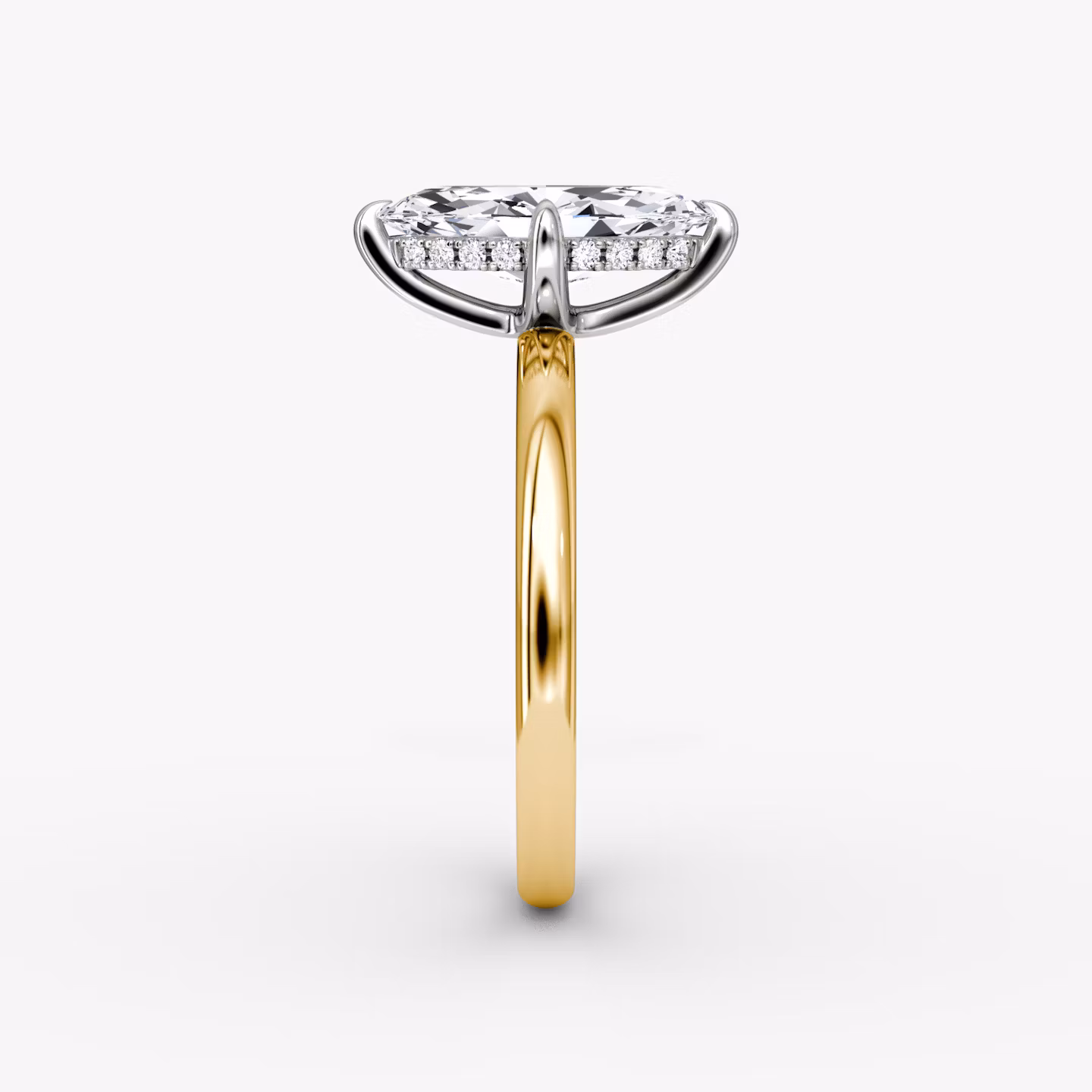 The Classic Hidden Halo | Marquise | 18k | Yellow Gold and Platinum | bandAccent: Plain | bandWidth: large | prongStyle: Plain | diamondOrientation: vertical | caratWeight: other