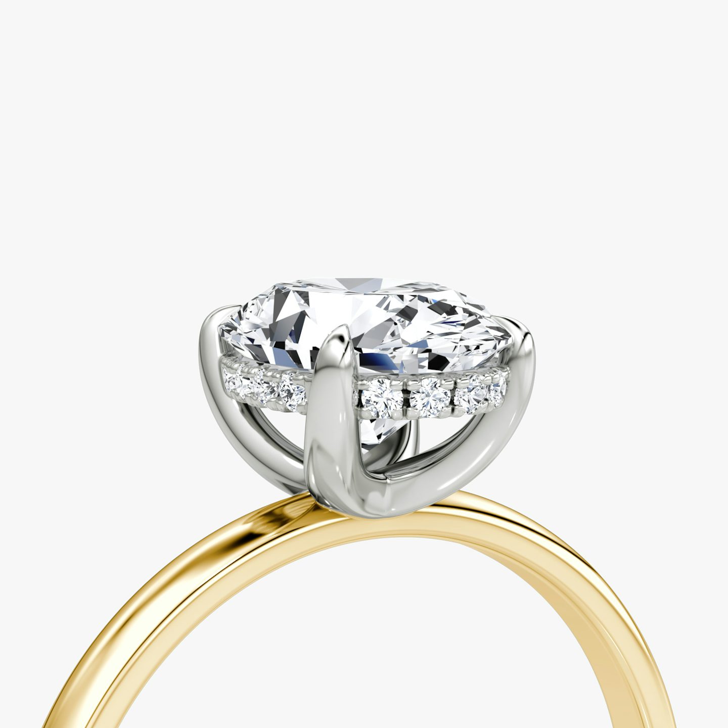 The Classic Hidden Halo | Oval | 18k | Yellow Gold and Platinum | bandAccent: Plain | bandWidth: large | prongStyle: Plain | diamondOrientation: vertical | caratWeight: other