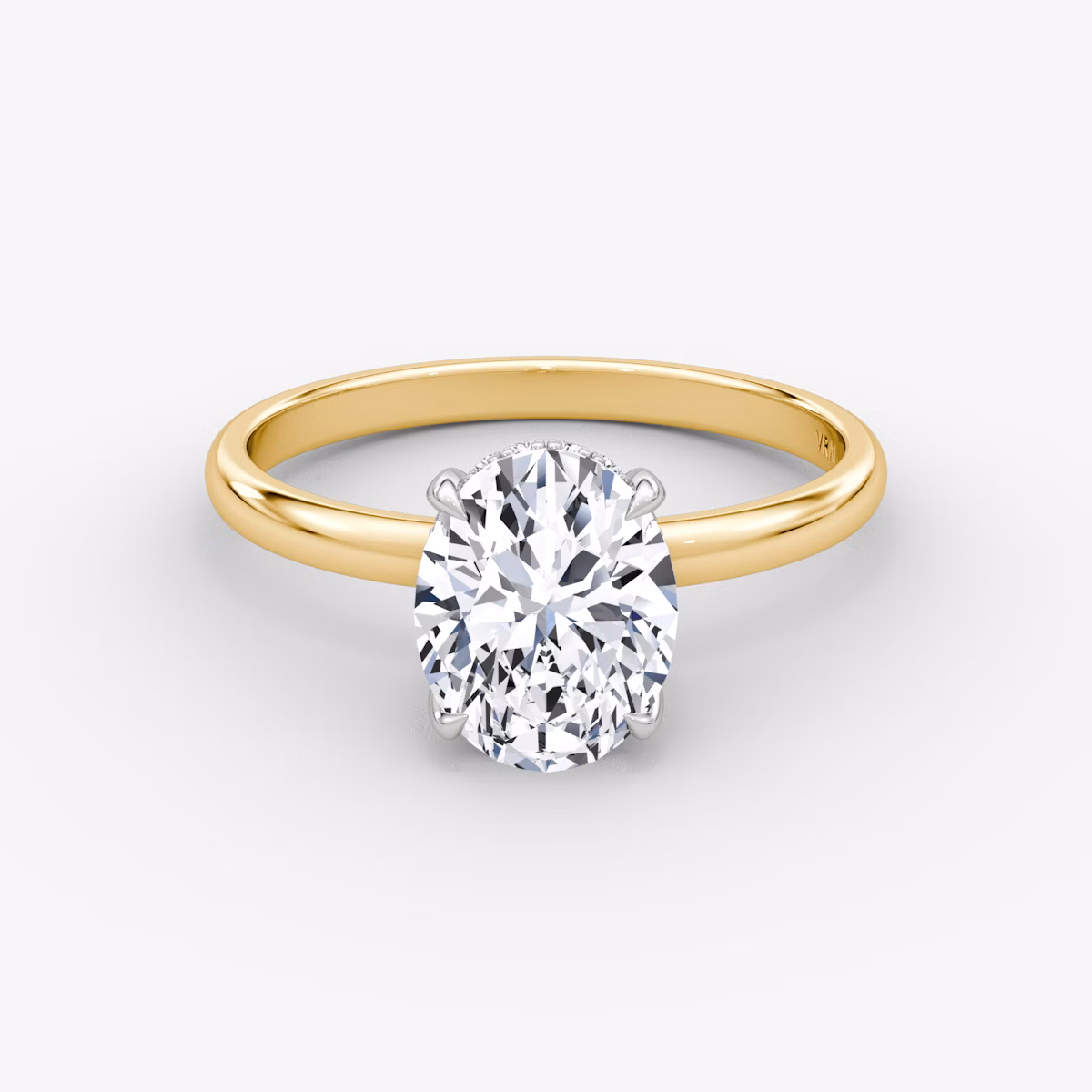 The Classic Hidden Halo | Oval | 18k | Yellow Gold and Platinum | bandAccent: Plain | bandWidth: large | prongStyle: Plain | diamondOrientation: vertical | caratWeight: other