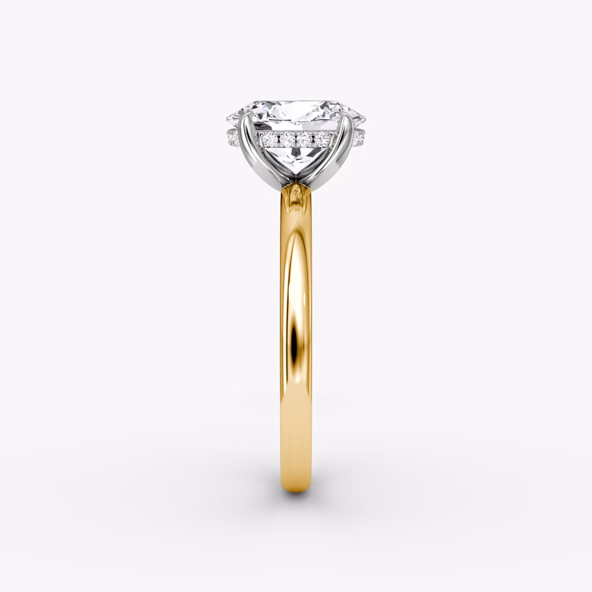 The Classic Hidden Halo | Oval | 18k | Yellow Gold and Platinum | bandAccent: Plain | bandWidth: large | prongStyle: Plain | diamondOrientation: vertical | caratWeight: other