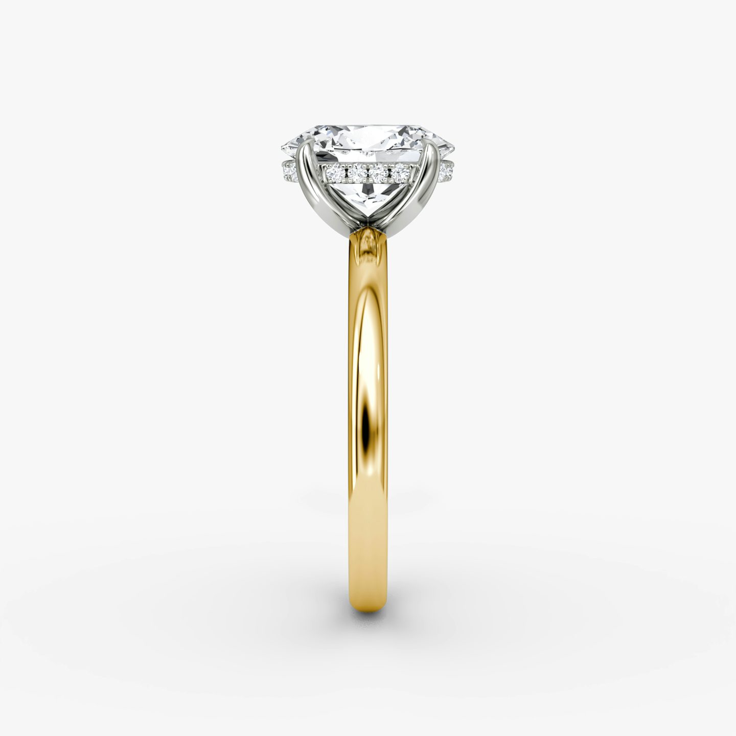 The Classic Hidden Halo | Oval | 18k | Yellow Gold and Platinum | bandAccent: Plain | bandWidth: large | prongStyle: Plain | diamondOrientation: vertical | caratWeight: other
