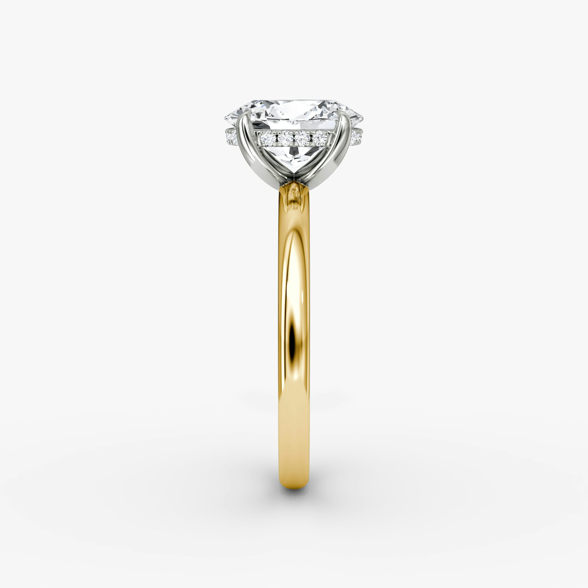 The Classic Hidden Halo | Oval | 18k | Yellow Gold and Platinum | bandAccent: Plain | bandWidth: large | prongStyle: Plain | diamondOrientation: vertical | caratWeight: other