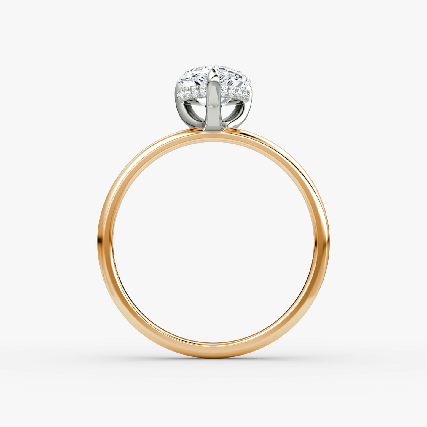 The Classic Hidden Halo | Pear | 14k | Rose Gold and Platinum | bandAccent: Plain | bandWidth: large | prongStyle: Plain | diamondOrientation: vertical | caratWeight: other