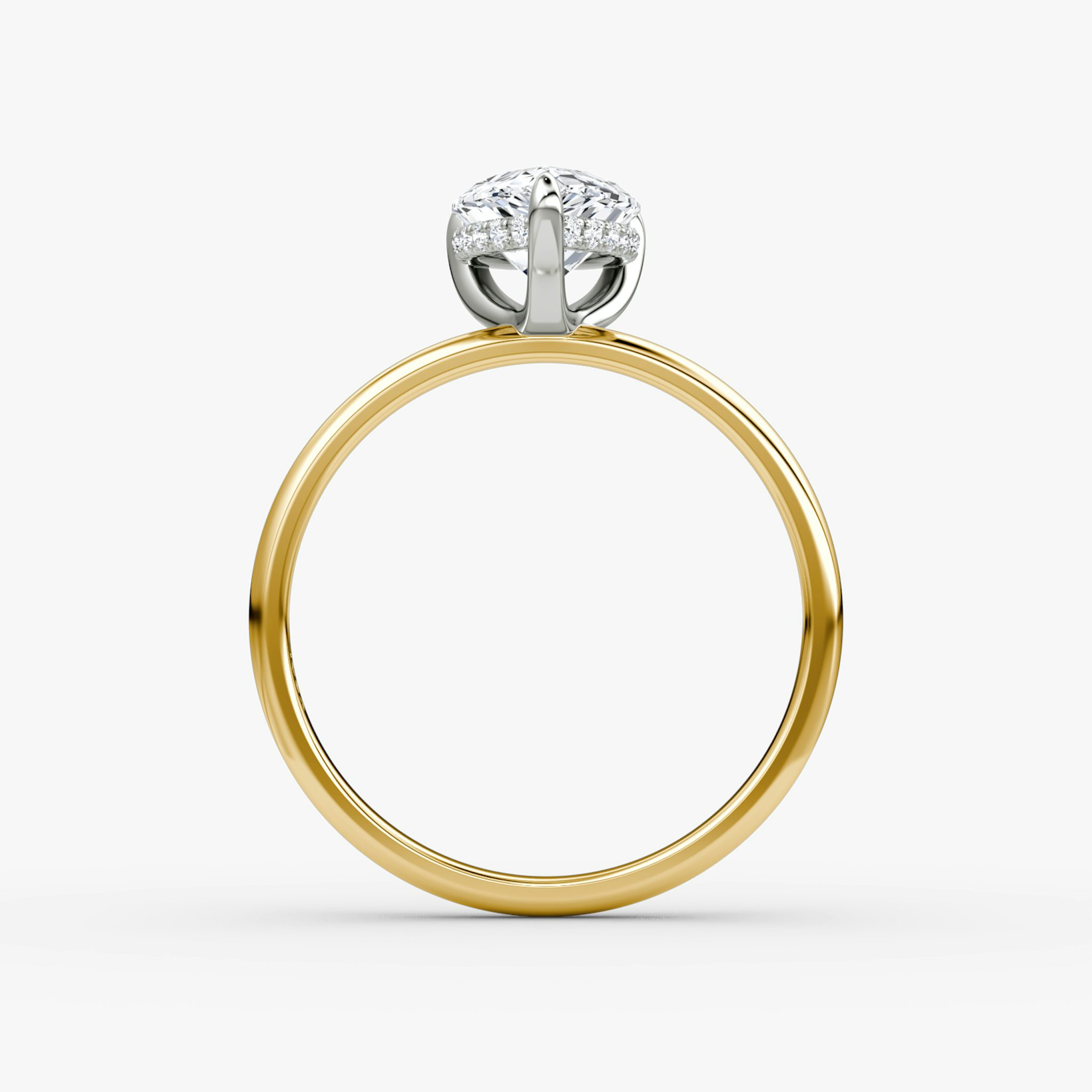 The Classic Hidden Halo | Pear | 18k | Yellow Gold and Platinum | bandAccent: Plain | bandWidth: large | prongStyle: Plain | diamondOrientation: vertical | caratWeight: other