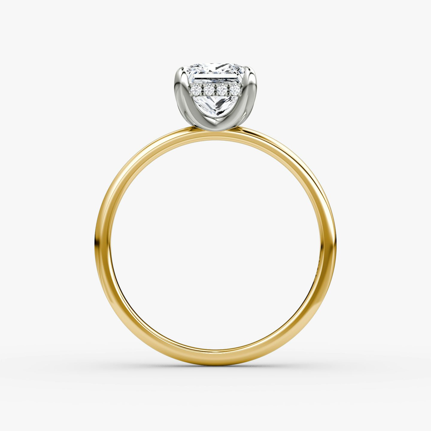 The Classic Hidden Halo | Princess | 18k | Yellow Gold and Platinum | bandAccent: Plain | bandWidth: large | prongStyle: Plain | diamondOrientation: vertical | caratWeight: other