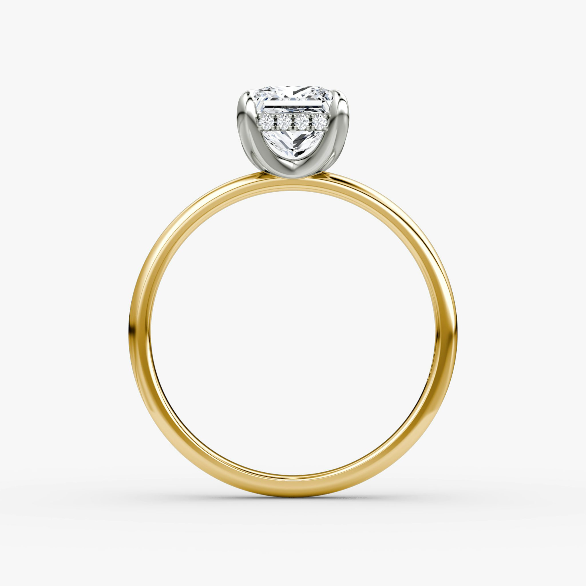 The Classic Hidden Halo | Princess | 18k | Yellow Gold and Platinum | bandAccent: Plain | bandWidth: large | prongStyle: Plain | diamondOrientation: vertical | caratWeight: other