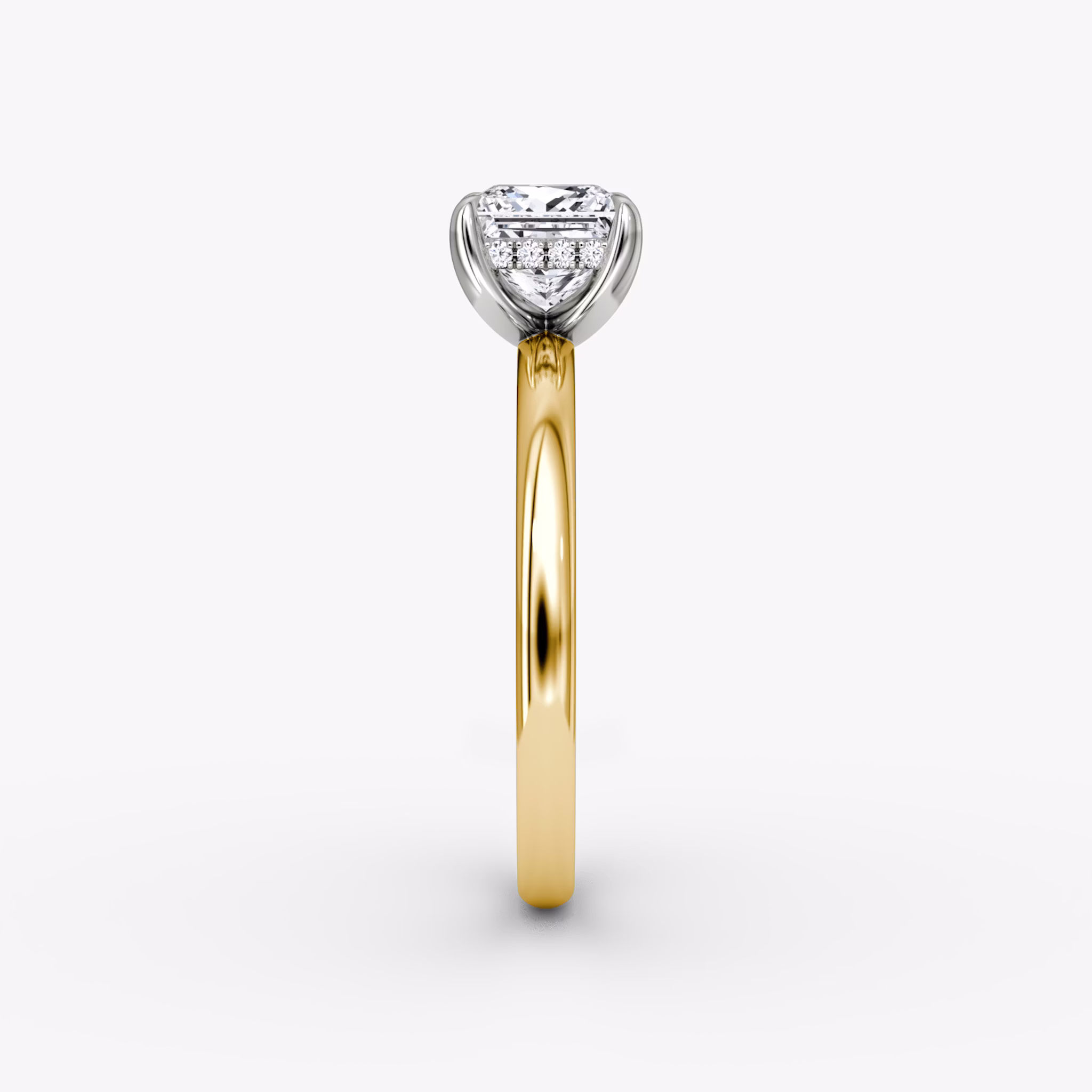 The Classic Hidden Halo | Princess | 18k | Yellow Gold and Platinum | bandAccent: Plain | bandWidth: large | prongStyle: Plain | diamondOrientation: vertical | caratWeight: other
