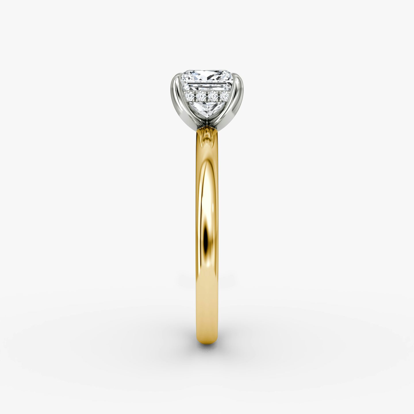 The Classic Hidden Halo | Princess | 18k | Yellow Gold and Platinum | bandAccent: Plain | bandWidth: large | prongStyle: Plain | diamondOrientation: vertical | caratWeight: other