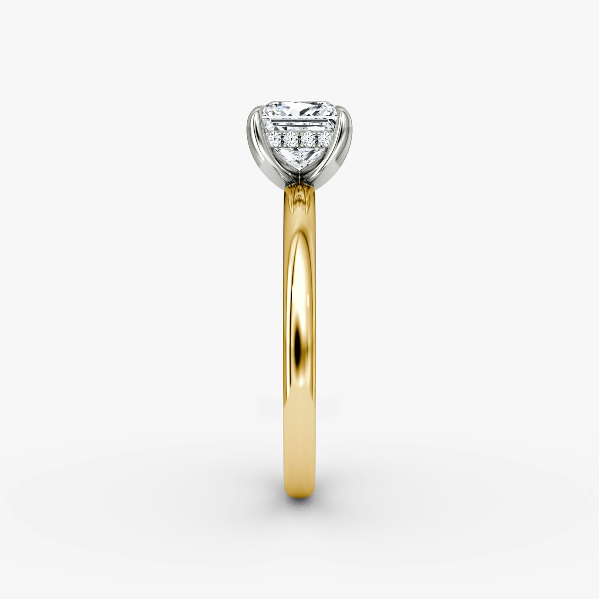 The Classic Hidden Halo | Princess | 18k | Yellow Gold and Platinum | bandAccent: Plain | bandWidth: large | prongStyle: Plain | diamondOrientation: vertical | caratWeight: other