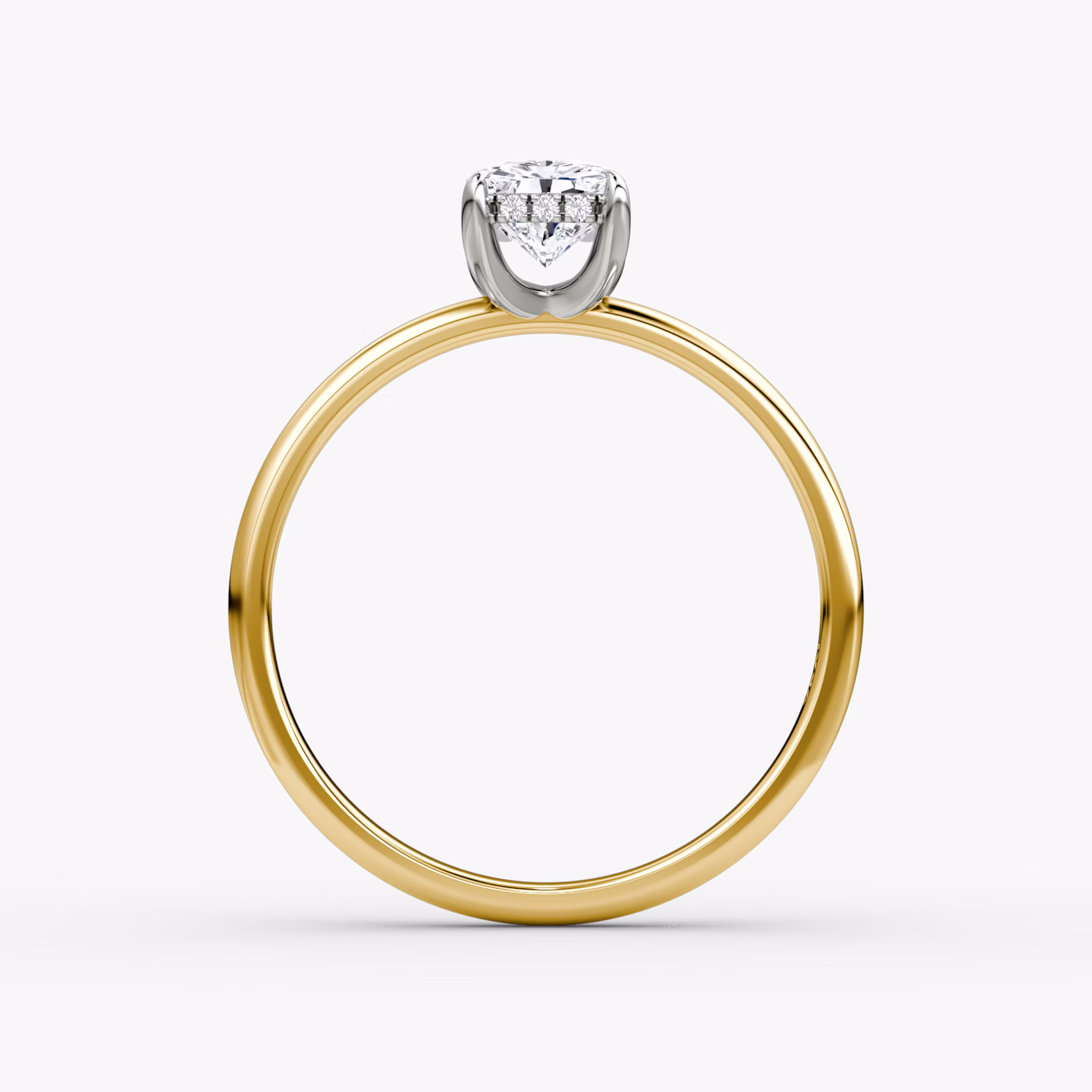 The Classic Hidden Halo | Radiant | 18k | Yellow Gold and Platinum | bandAccent: Plain | bandWidth: large | prongStyle: Plain | diamondOrientation: vertical | caratWeight: other