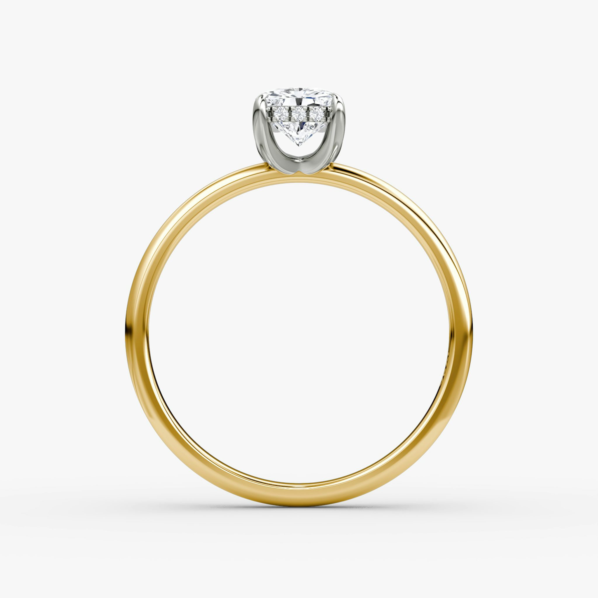 The Classic Hidden Halo | Radiant | 18k | Yellow Gold and Platinum | bandAccent: Plain | bandWidth: large | prongStyle: Plain | diamondOrientation: vertical | caratWeight: other