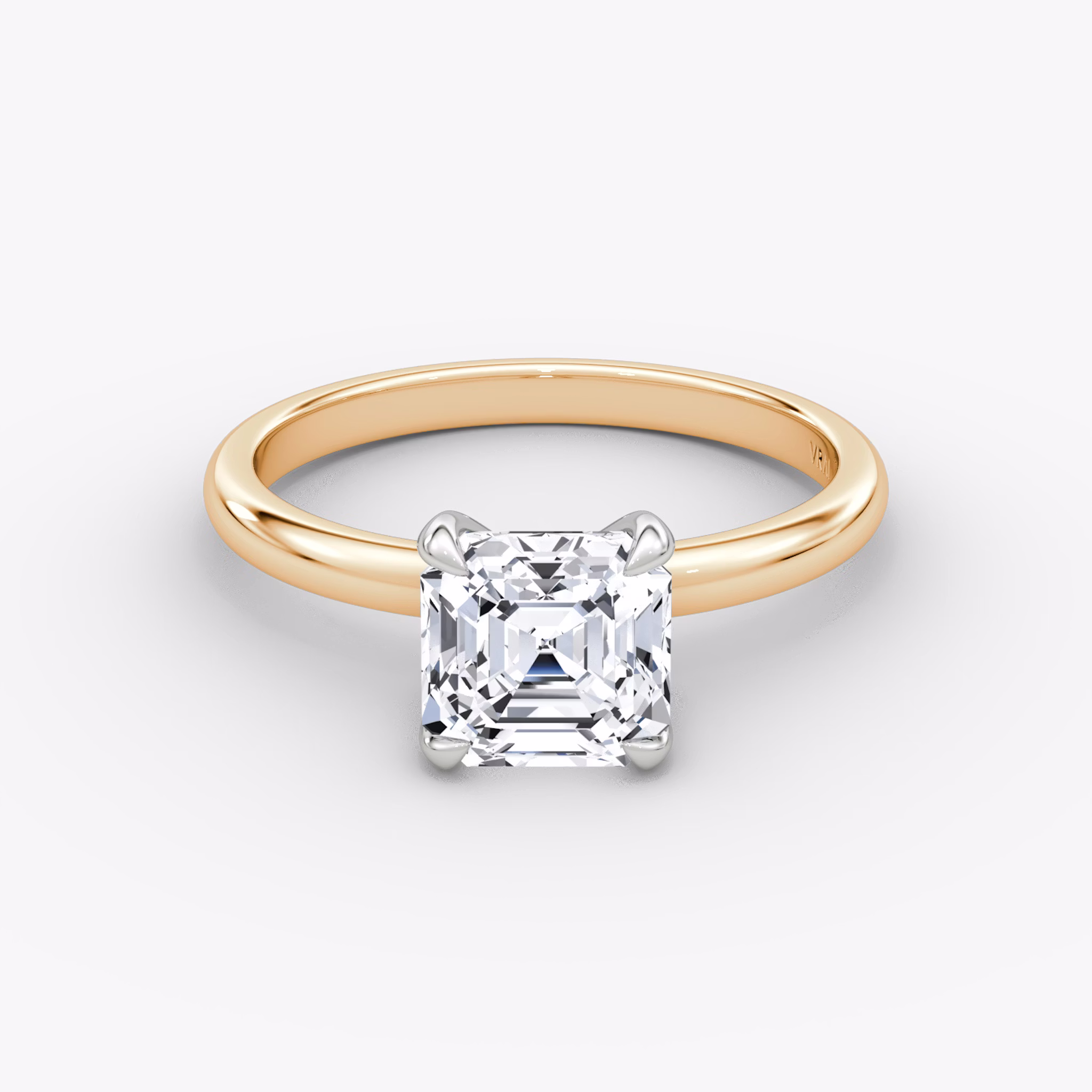 The Classic | Asscher | 14k | Rose Gold and Platinum | bandAccent: Plain | bandWidth: large | diamondOrientation: vertical | caratWeight: other