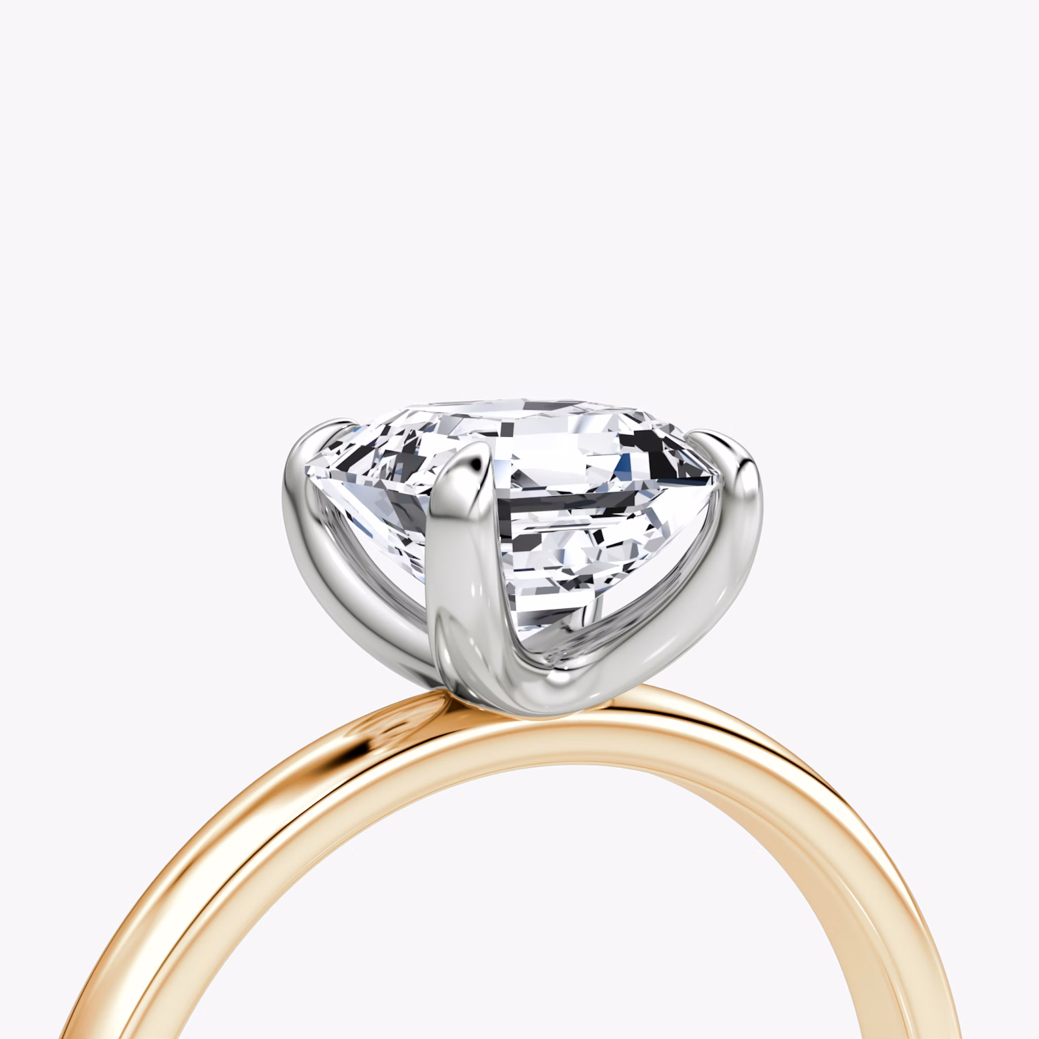 The Classic | Asscher | 14k | Rose Gold and Platinum | bandAccent: Plain | bandWidth: large | diamondOrientation: vertical | caratWeight: other