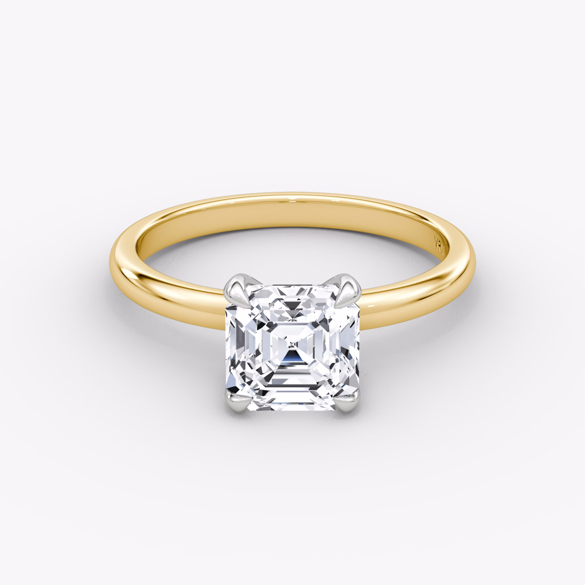 The Classic | Asscher | 18k | Yellow Gold and Platinum | bandAccent: Plain | bandWidth: large | diamondOrientation: vertical | caratWeight: other