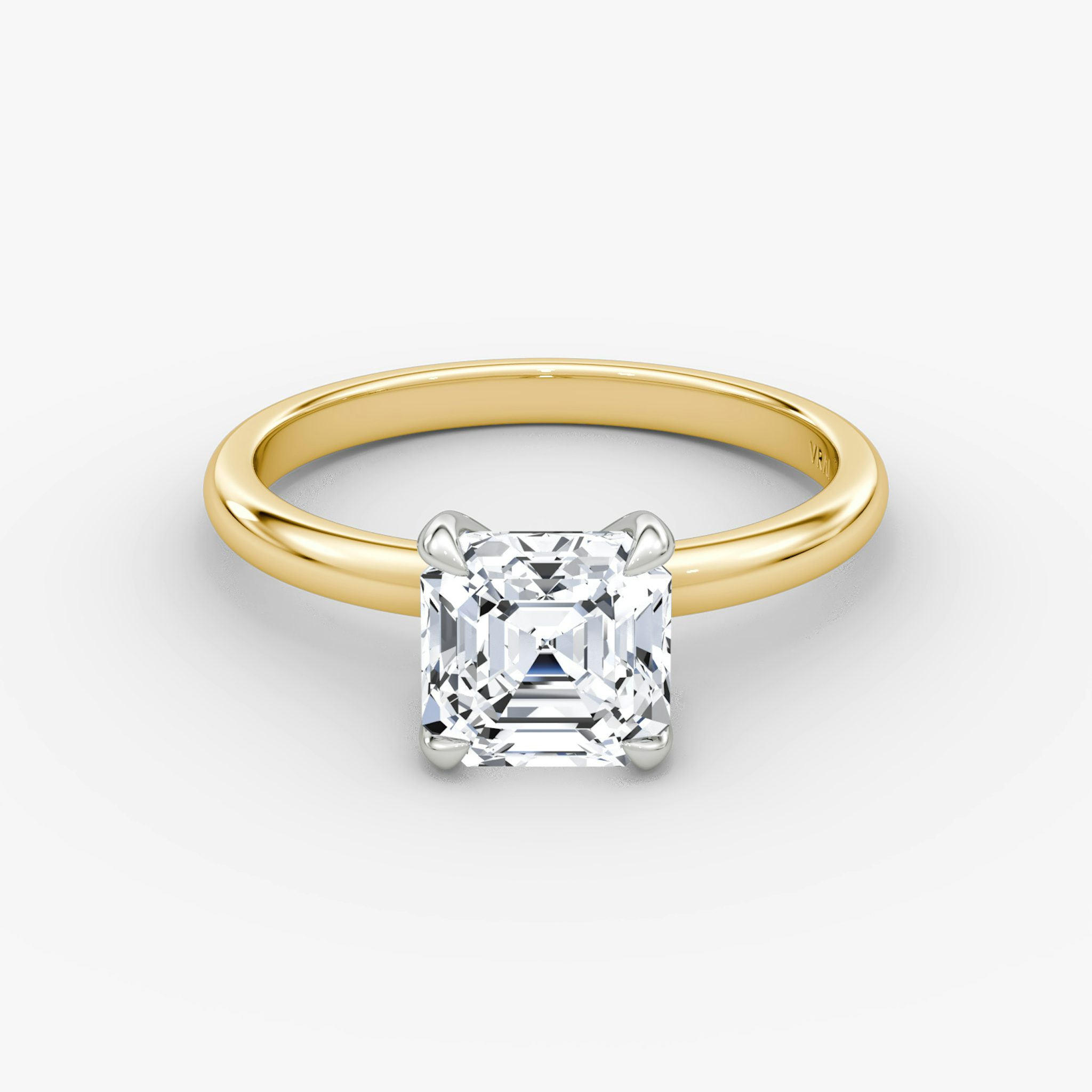 The Classic | Asscher | 18k | Yellow Gold and Platinum | bandAccent: Plain | bandWidth: large | diamondOrientation: vertical | caratWeight: other