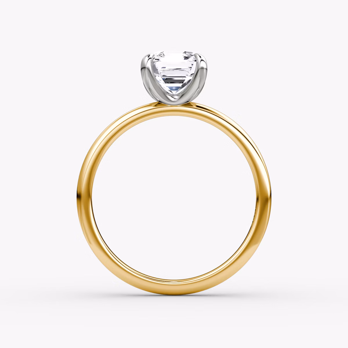 Anillo de compromiso Classic | Asscher | 18k | Oro amarillo y platino | bandAccent: Simple | bandWidth: large | diamondOrientation: vertical | caratWeight: other