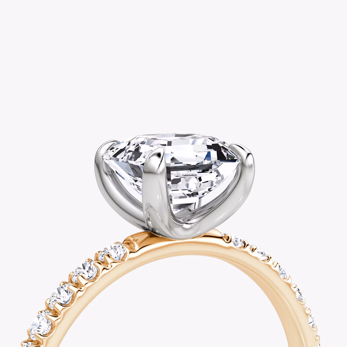 The Classic | Asscher | 14k | Rose Gold and Platinum | bandAccent: Pavé | bandWidth: large | diamondOrientation: vertical | caratWeight: other