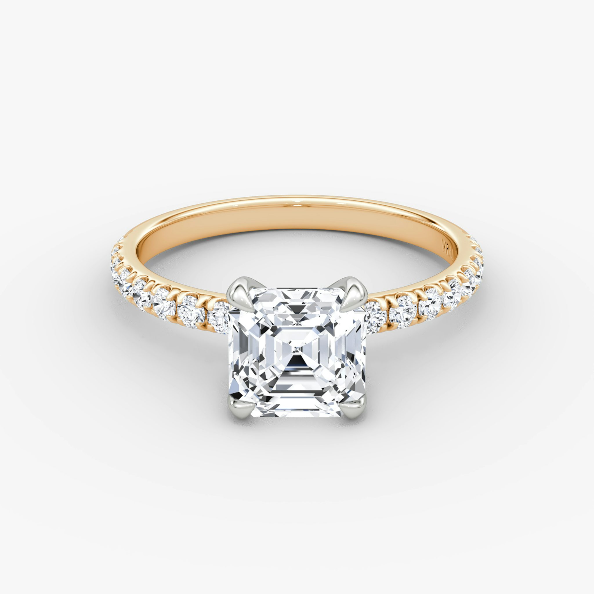 The Classic | Asscher | 14k | Rose Gold and Platinum | bandAccent: Pavé | bandWidth: large | diamondOrientation: vertical | caratWeight: other