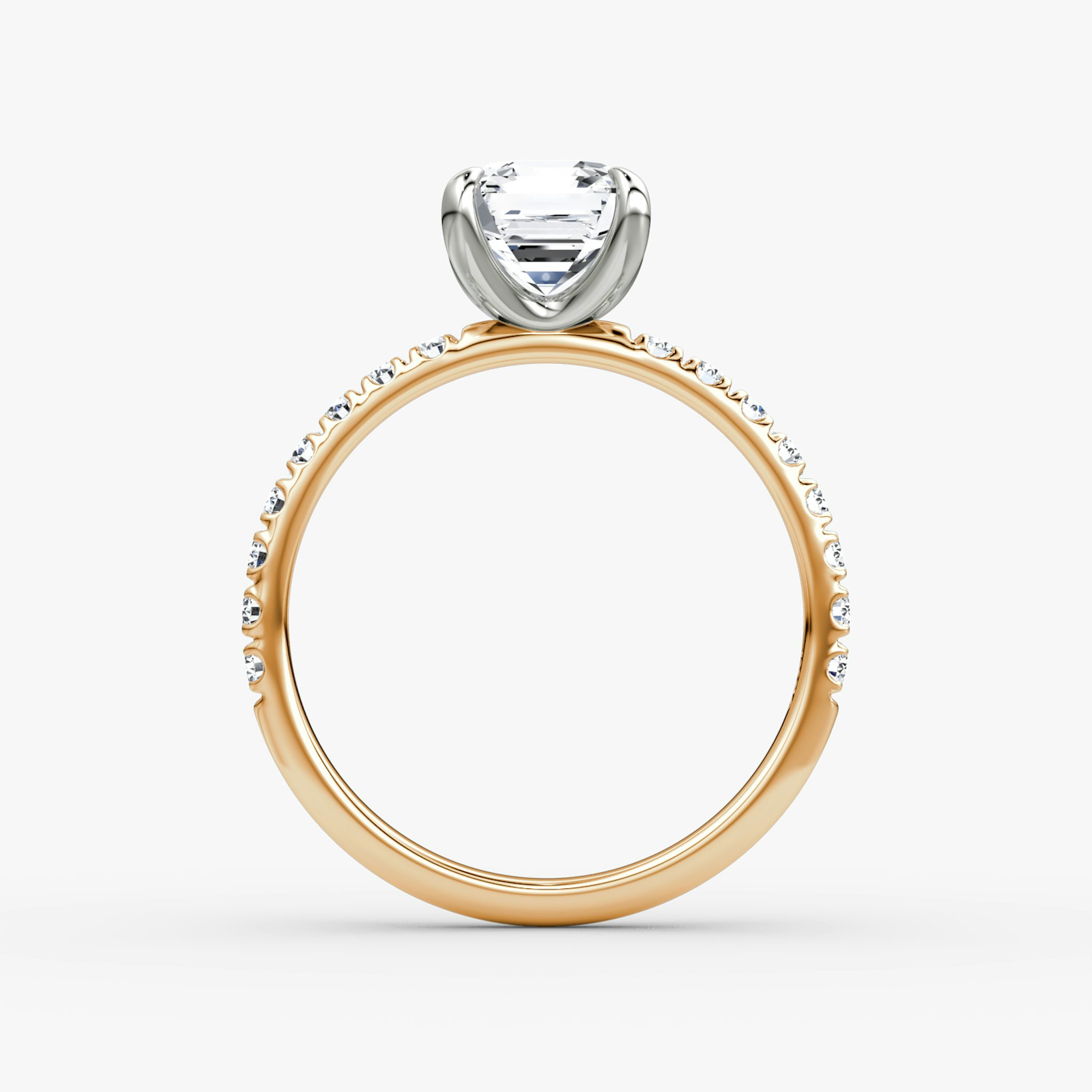 The Classic | Asscher | 14k | Rose Gold and Platinum | bandAccent: Pavé | bandWidth: large | diamondOrientation: vertical | caratWeight: other