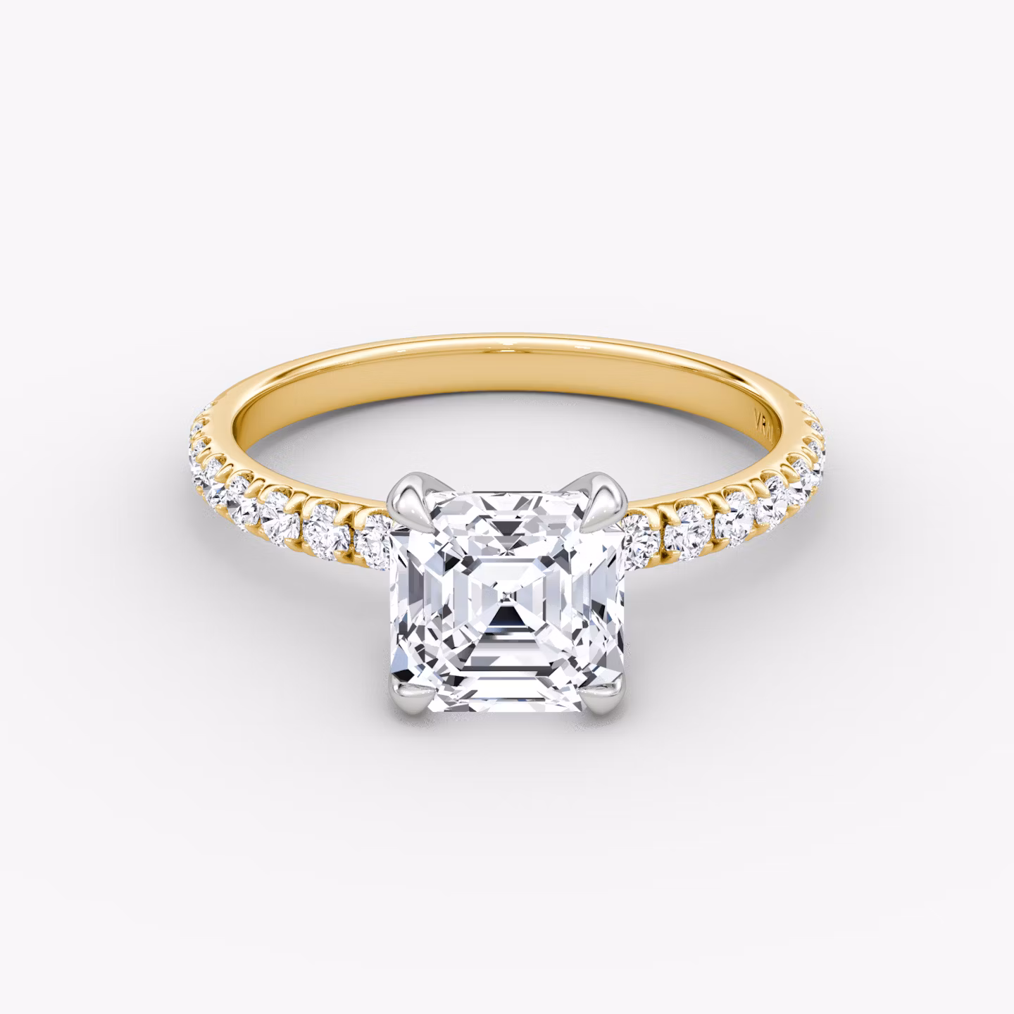 The Classic | Asscher | 18k | Yellow Gold and Platinum | bandAccent: Pavé | bandWidth: large | diamondOrientation: vertical | caratWeight: other