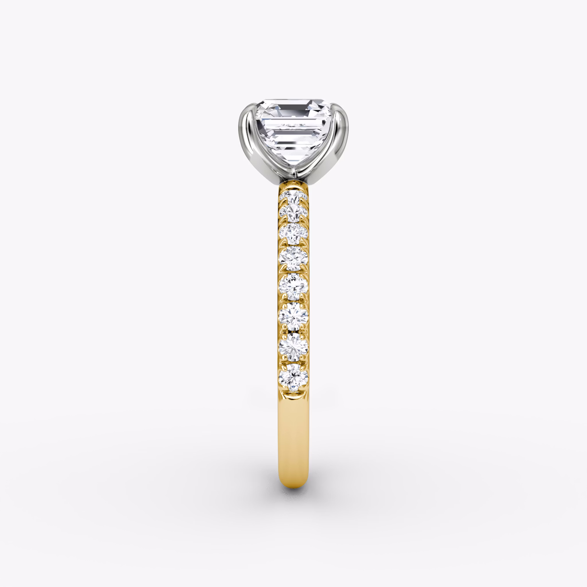 The Classic | Asscher | 18k | Yellow Gold and Platinum | bandAccent: Pavé | bandWidth: large | diamondOrientation: vertical | caratWeight: other