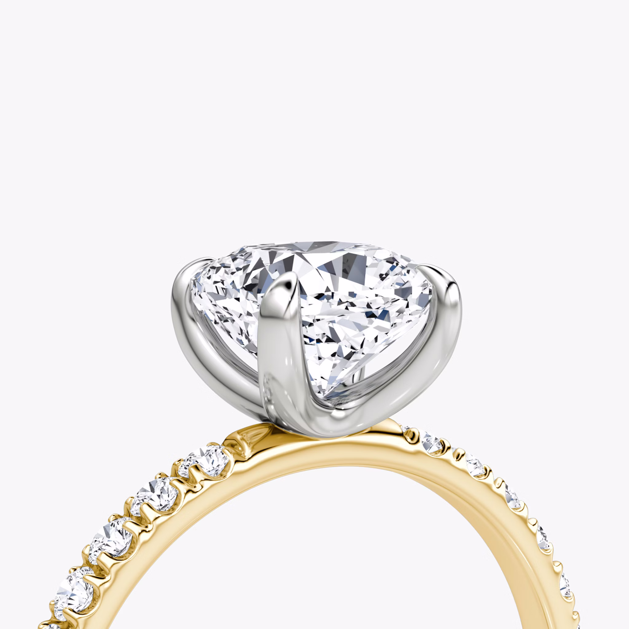 The Classic | Cushion | 18k | Yellow Gold and Platinum | bandAccent: Pavé | bandWidth: large | diamondOrientation: vertical | caratWeight: other