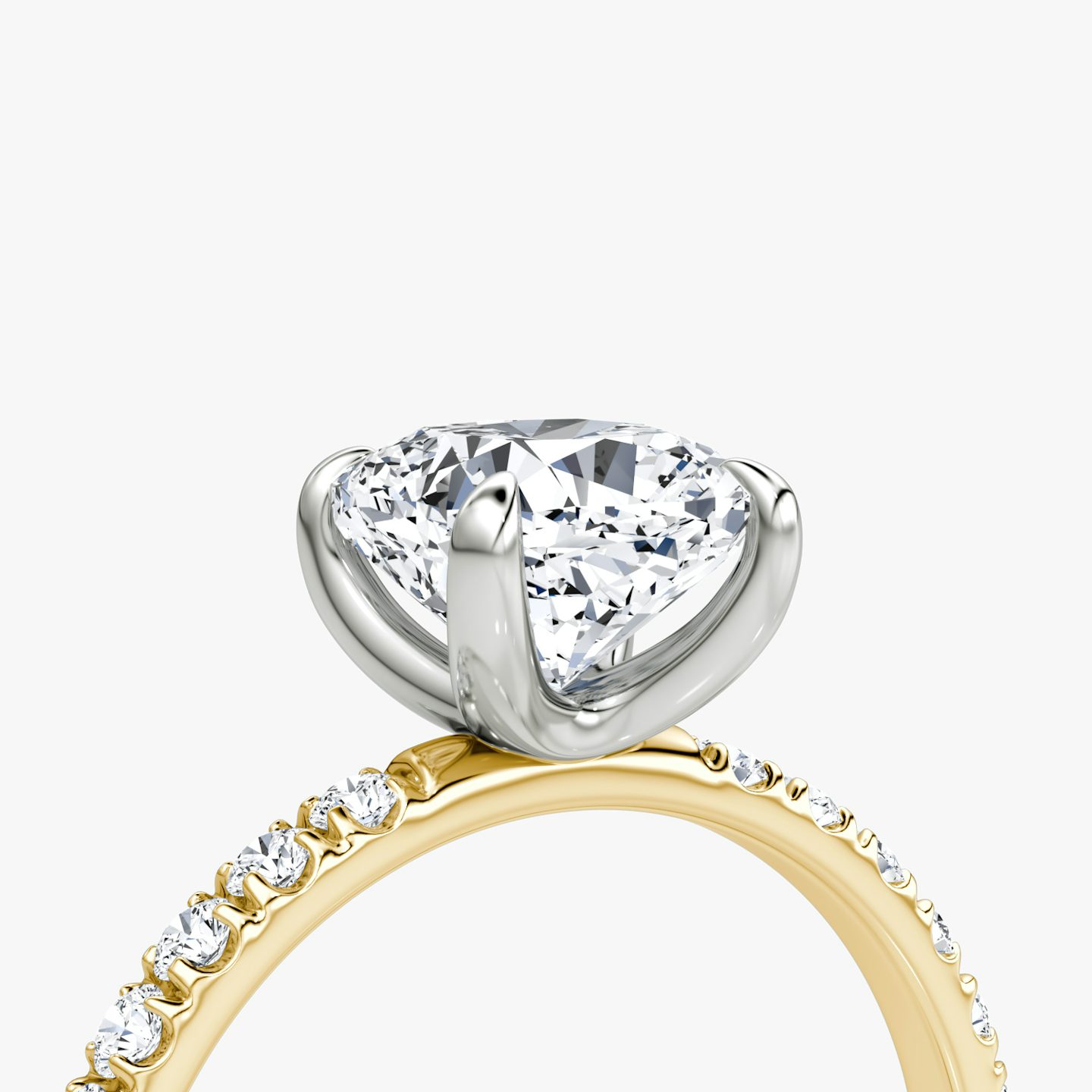 The Classic | Cushion | 18k | Yellow Gold and Platinum | bandAccent: Pavé | bandWidth: large | diamondOrientation: vertical | caratWeight: other