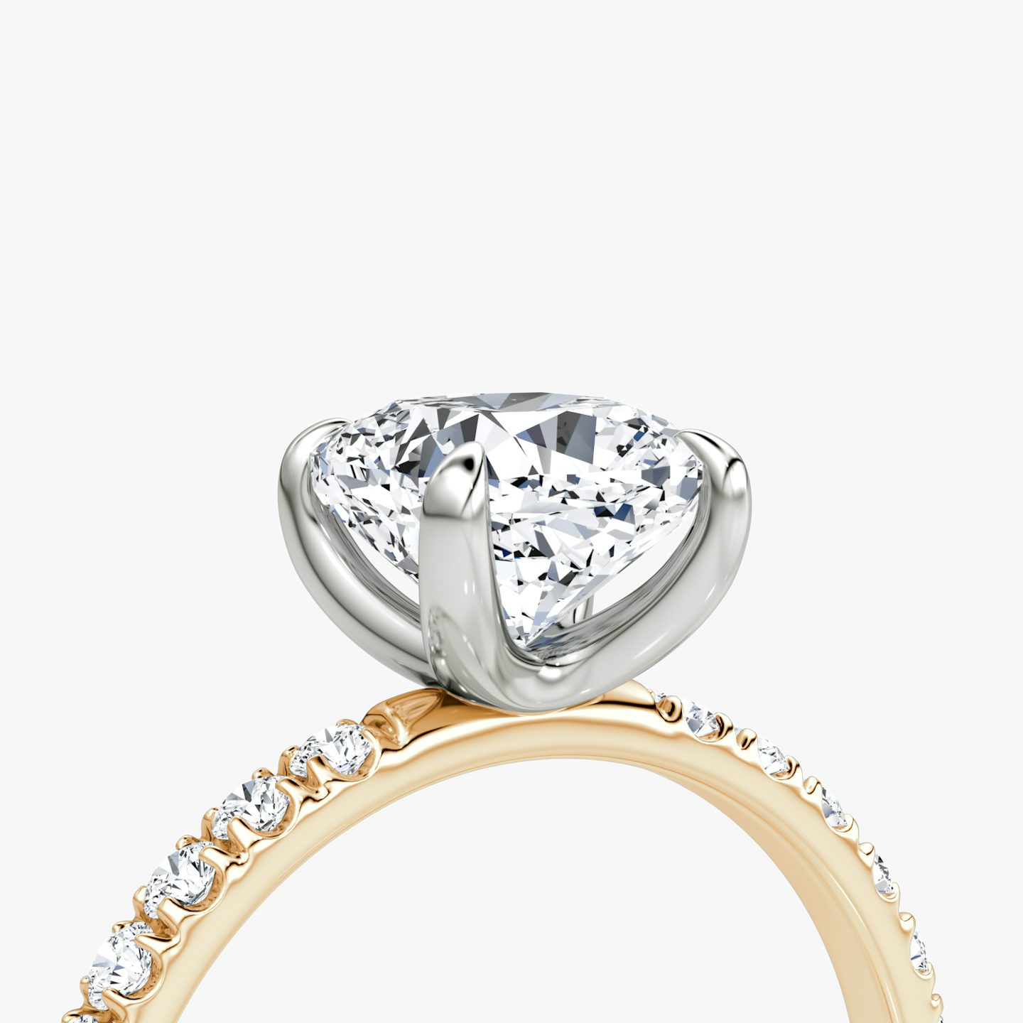 The Classic | Cushion | 14k | Rose Gold and Platinum | bandAccent: Pavé | bandWidth: large | diamondOrientation: vertical | caratWeight: other