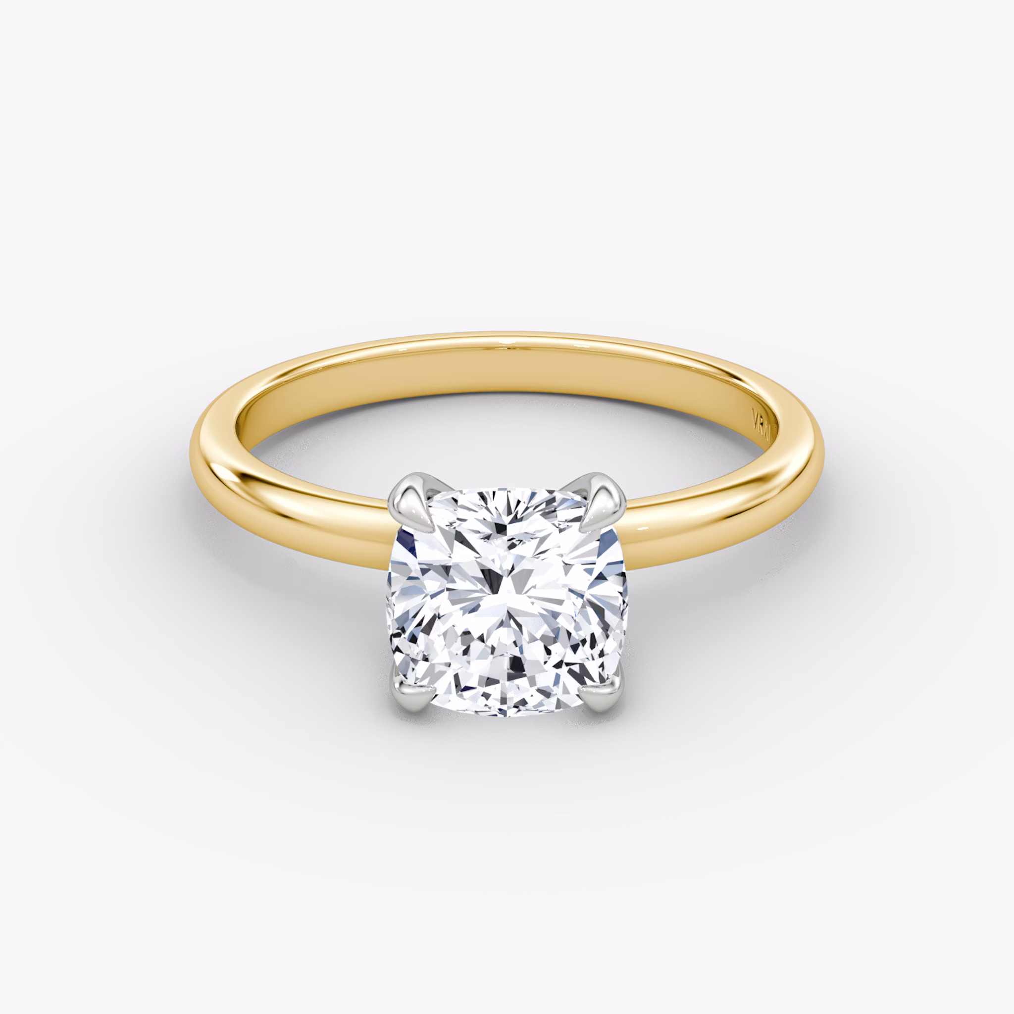 The Classic | Cushion | 18k | Yellow Gold and Platinum | bandAccent: Plain | bandWidth: large | diamondOrientation: vertical | caratWeight: other