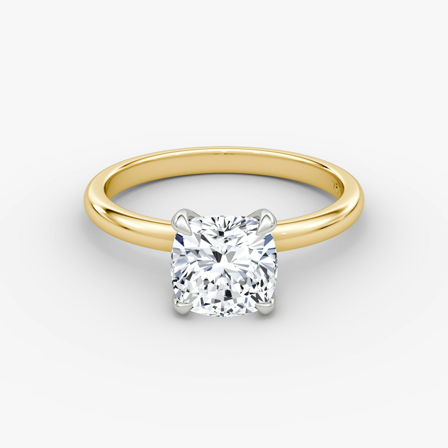 The Classic | Cushion | 18k | Yellow Gold and Platinum | bandAccent: Plain | bandWidth: large | diamondOrientation: vertical | caratWeight: other