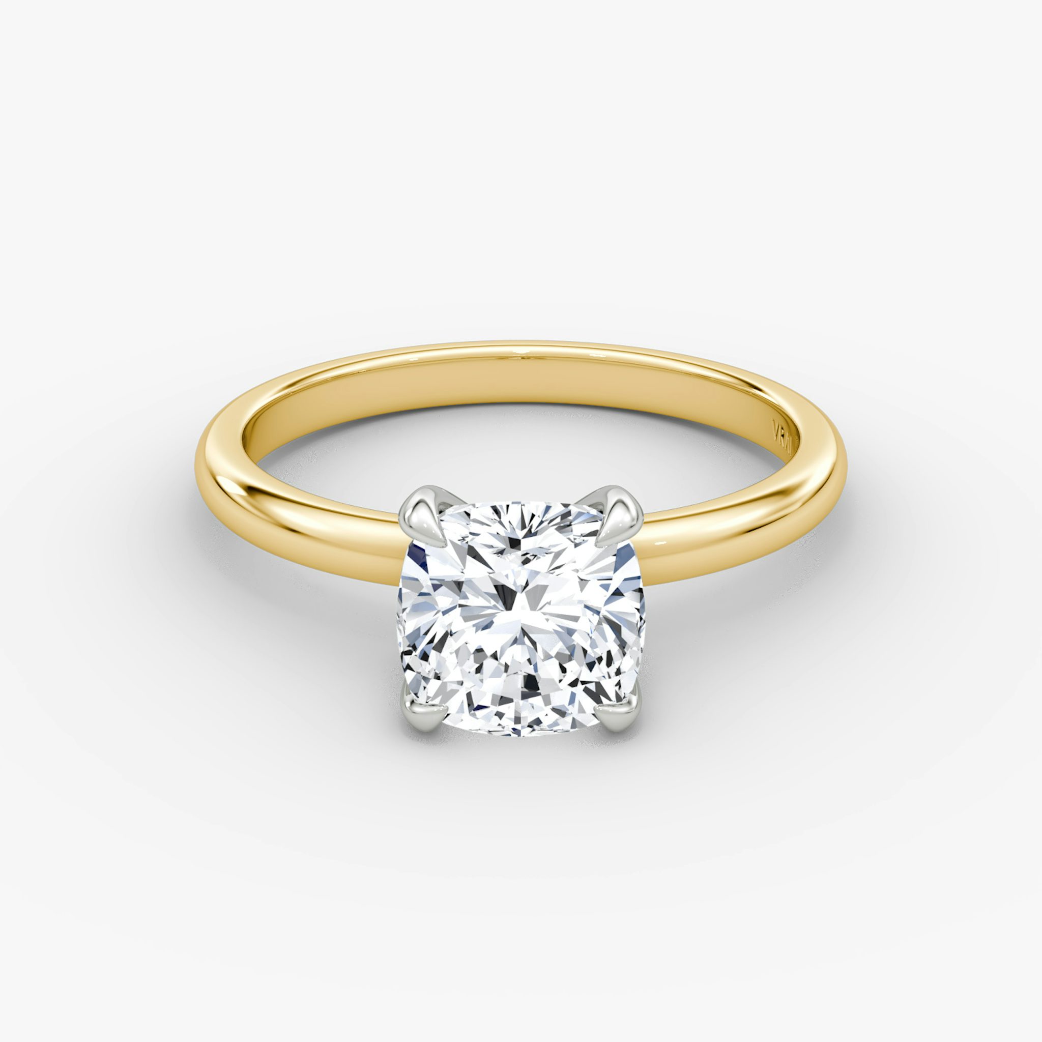 The Classic | Cushion | 18k | Yellow Gold and Platinum | bandAccent: Plain | bandWidth: large | diamondOrientation: vertical | caratWeight: other