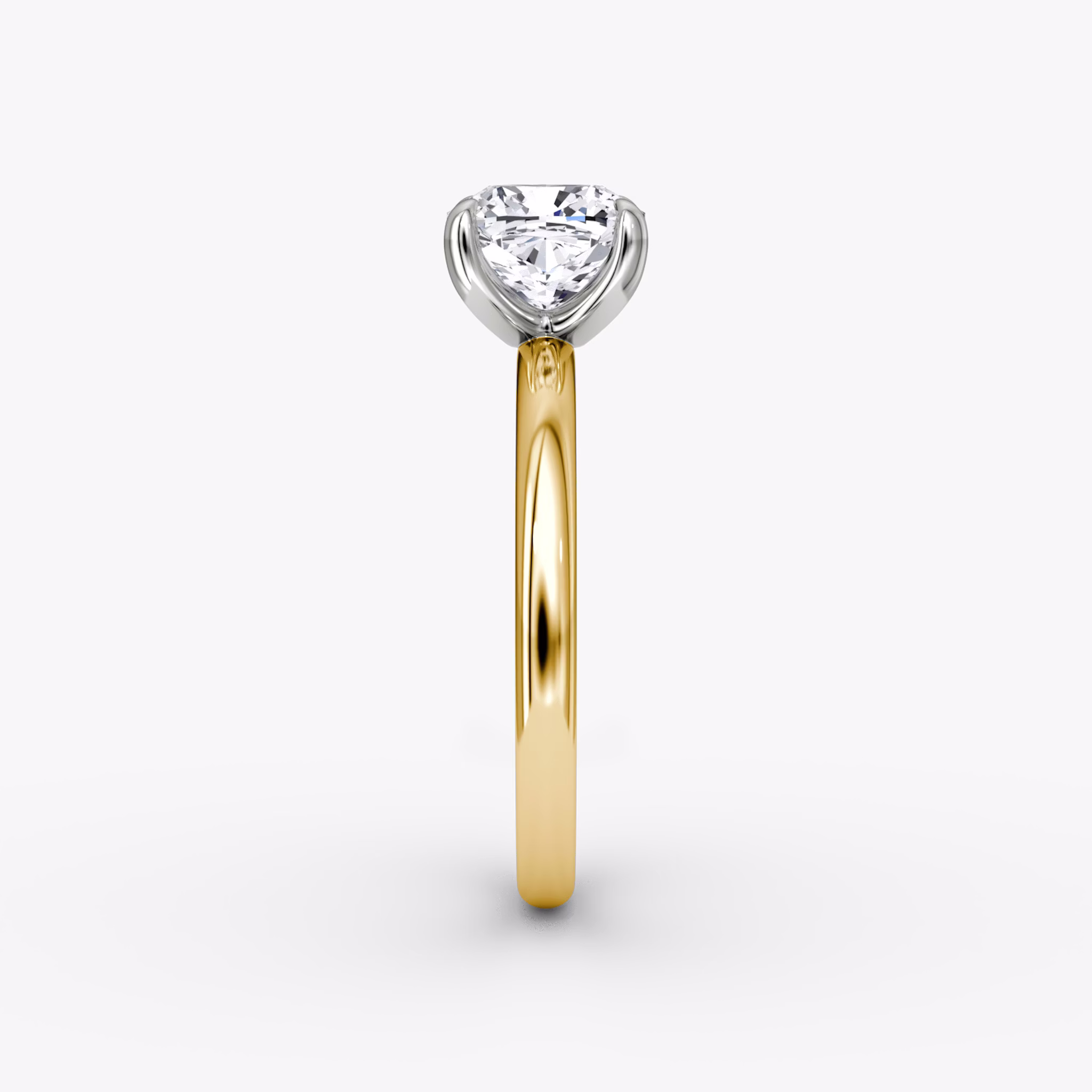 The Classic | Cushion | 18k | Yellow Gold and Platinum | bandAccent: Plain | bandWidth: large | diamondOrientation: vertical | caratWeight: other