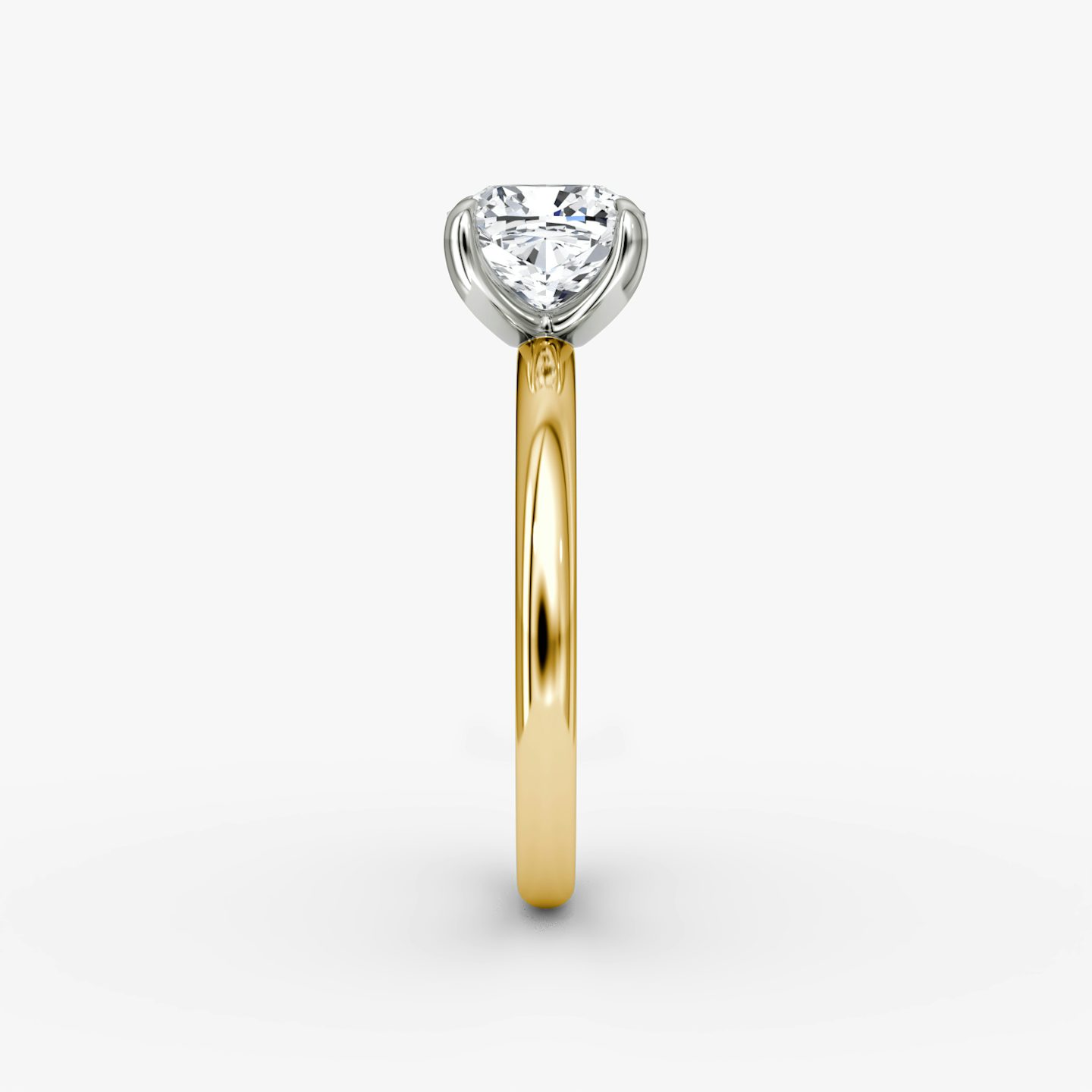 The Classic | Cushion | 18k | Yellow Gold and Platinum | bandAccent: Plain | bandWidth: large | diamondOrientation: vertical | caratWeight: other