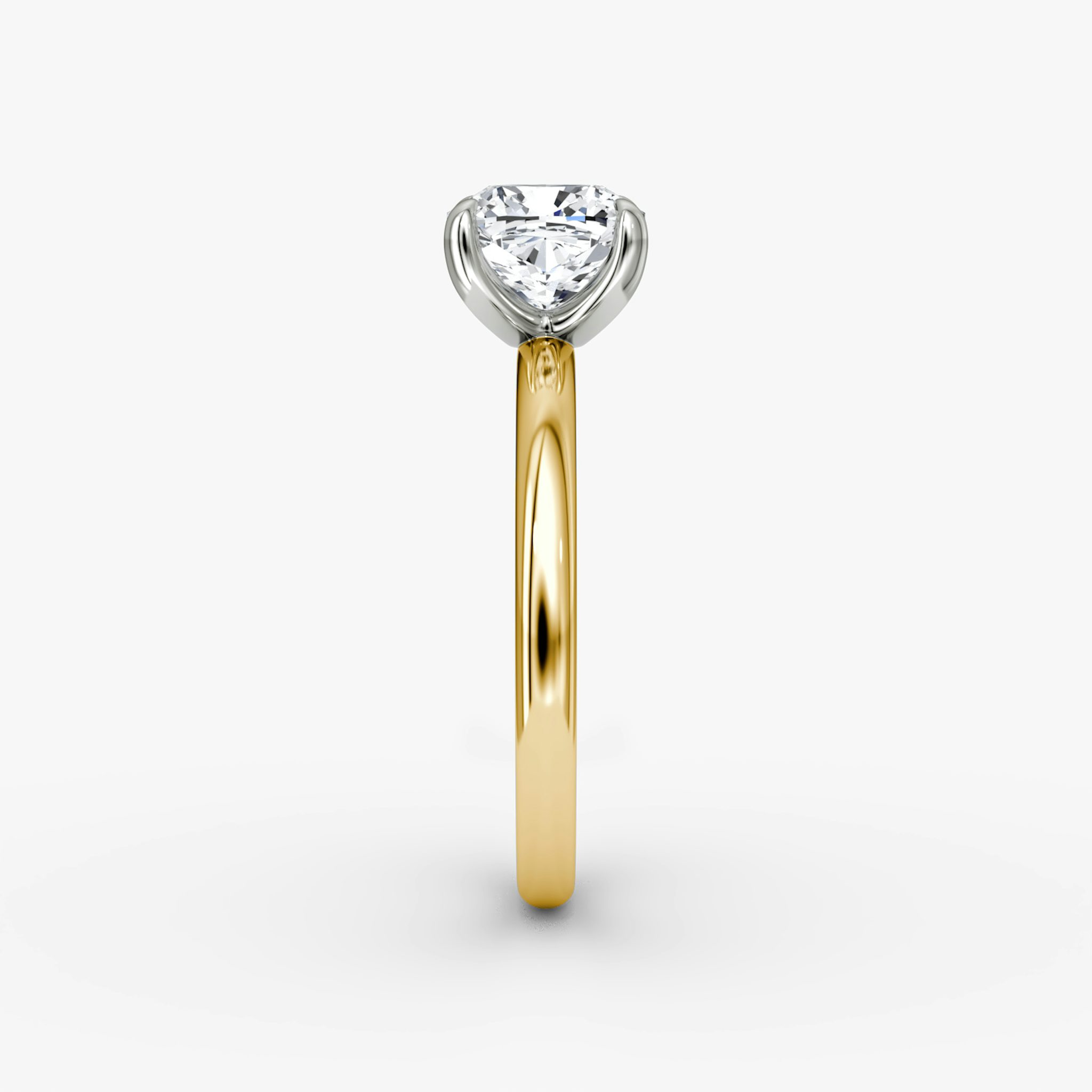 The Classic | Cushion | 18k | Yellow Gold and Platinum | bandAccent: Plain | bandWidth: large | diamondOrientation: vertical | caratWeight: other