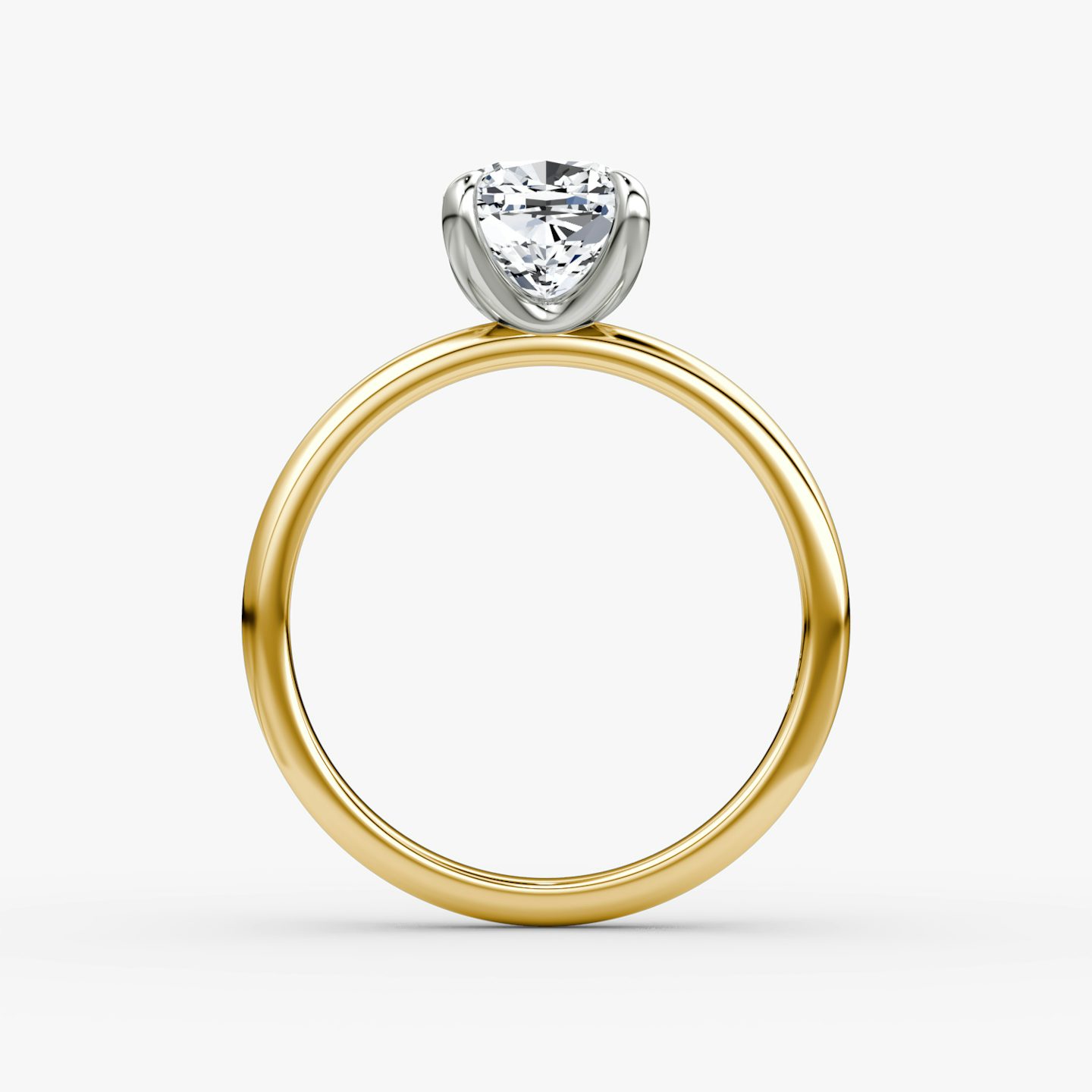 The Classic | Cushion | 18k | Yellow Gold and Platinum | bandAccent: Plain | bandWidth: large | diamondOrientation: vertical | caratWeight: other