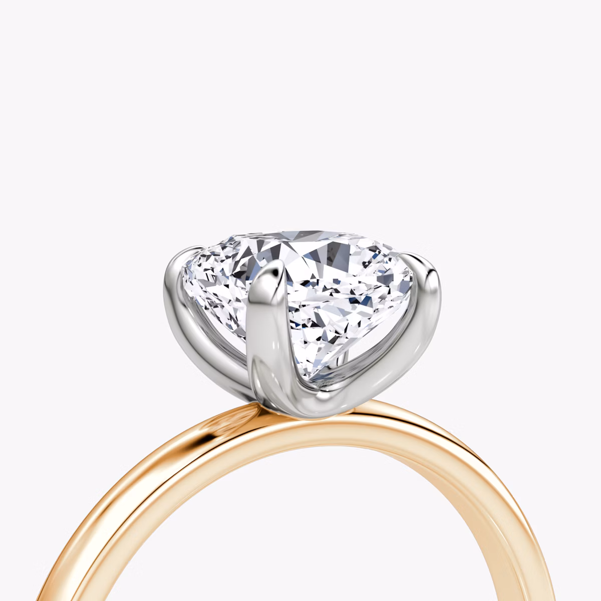 Anillo de compromiso Classic | Cojín | 14k | Oro rosa y platino | bandAccent: Simple | bandWidth: large | diamondOrientation: vertical | caratWeight: other