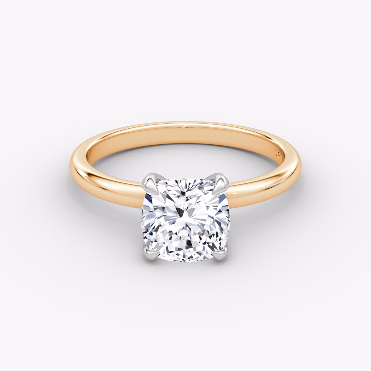 Anillo de compromiso Classic | Cojín | 14k | Oro rosa y platino | bandAccent: Simple | bandWidth: large | diamondOrientation: vertical | caratWeight: other