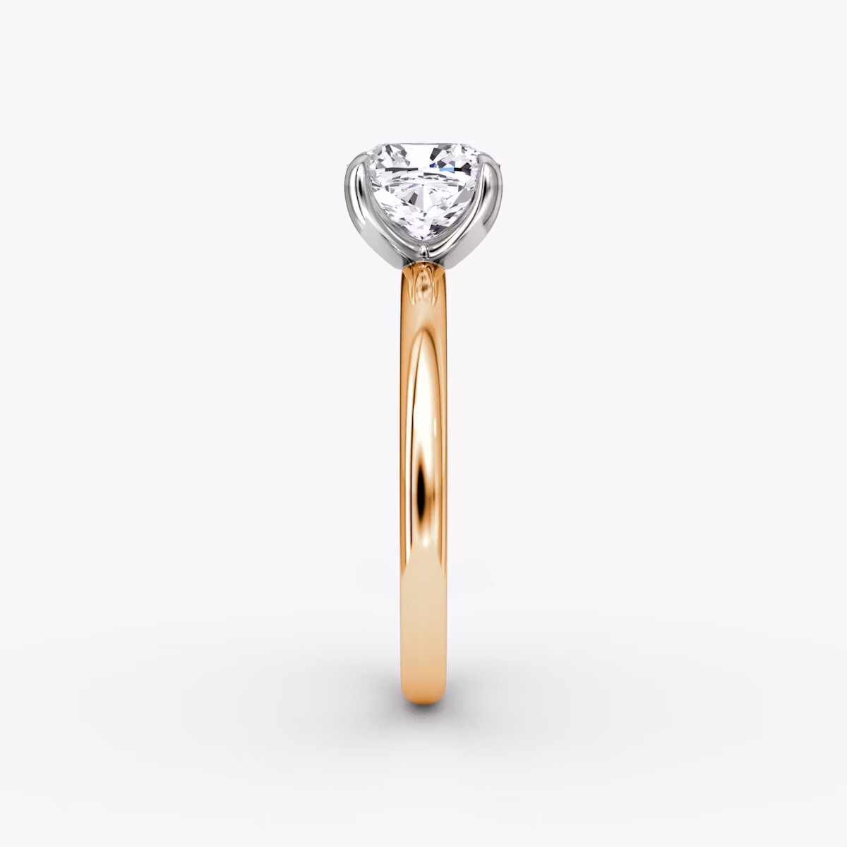Anillo de compromiso Classic | Cojín | 14k | Oro rosa y platino | bandAccent: Simple | bandWidth: large | diamondOrientation: vertical | caratWeight: other