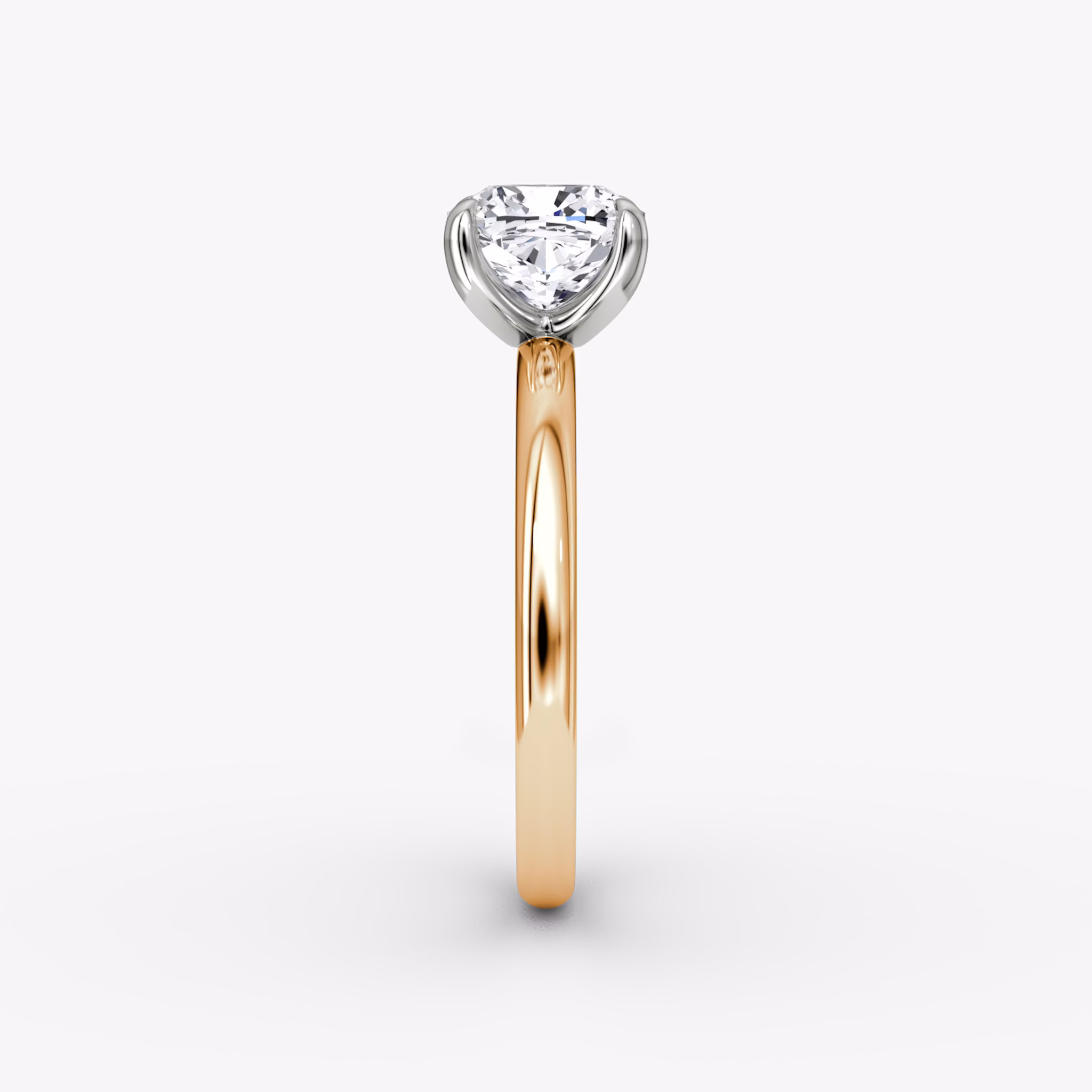 The Classic | Cushion | 14k | Rose Gold and Platinum | bandAccent: Plain | bandWidth: large | diamondOrientation: vertical | caratWeight: other
