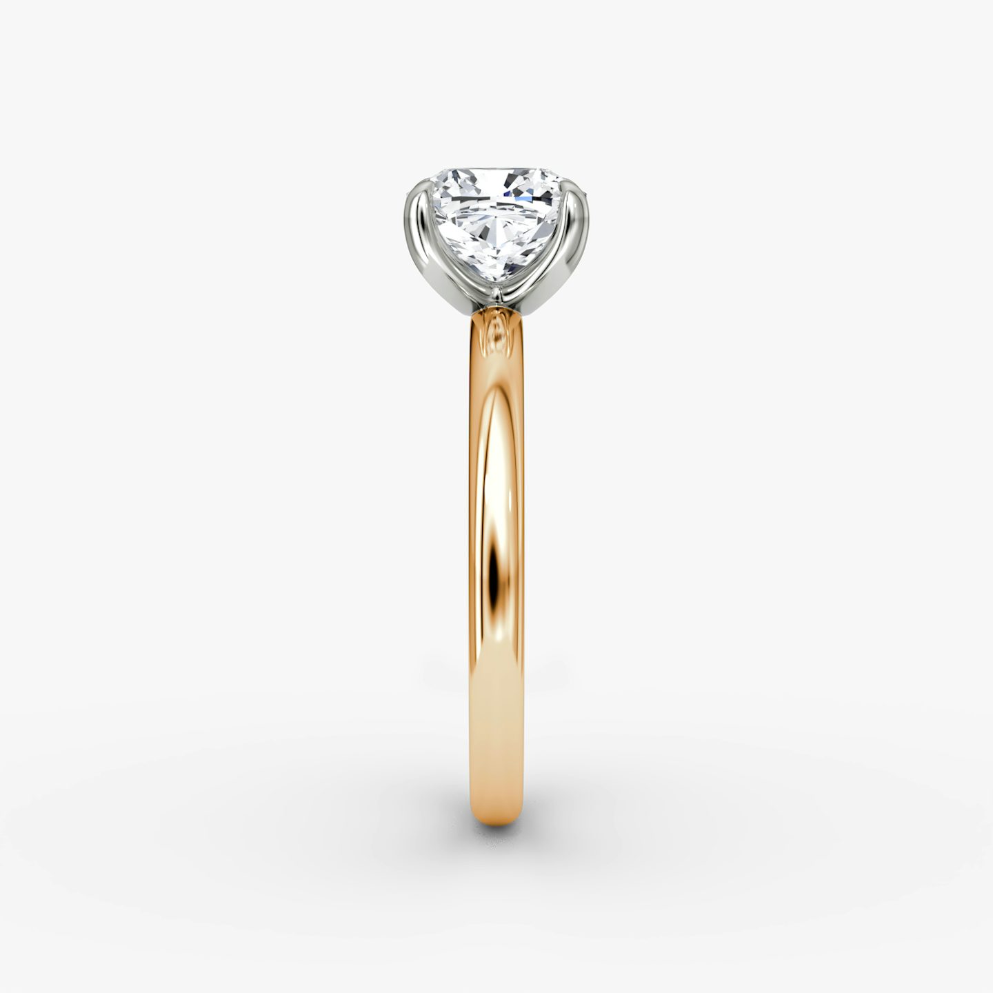 The Classic | Cushion | 14k | Rose Gold and Platinum | bandAccent: Plain | bandWidth: large | diamondOrientation: vertical | caratWeight: other