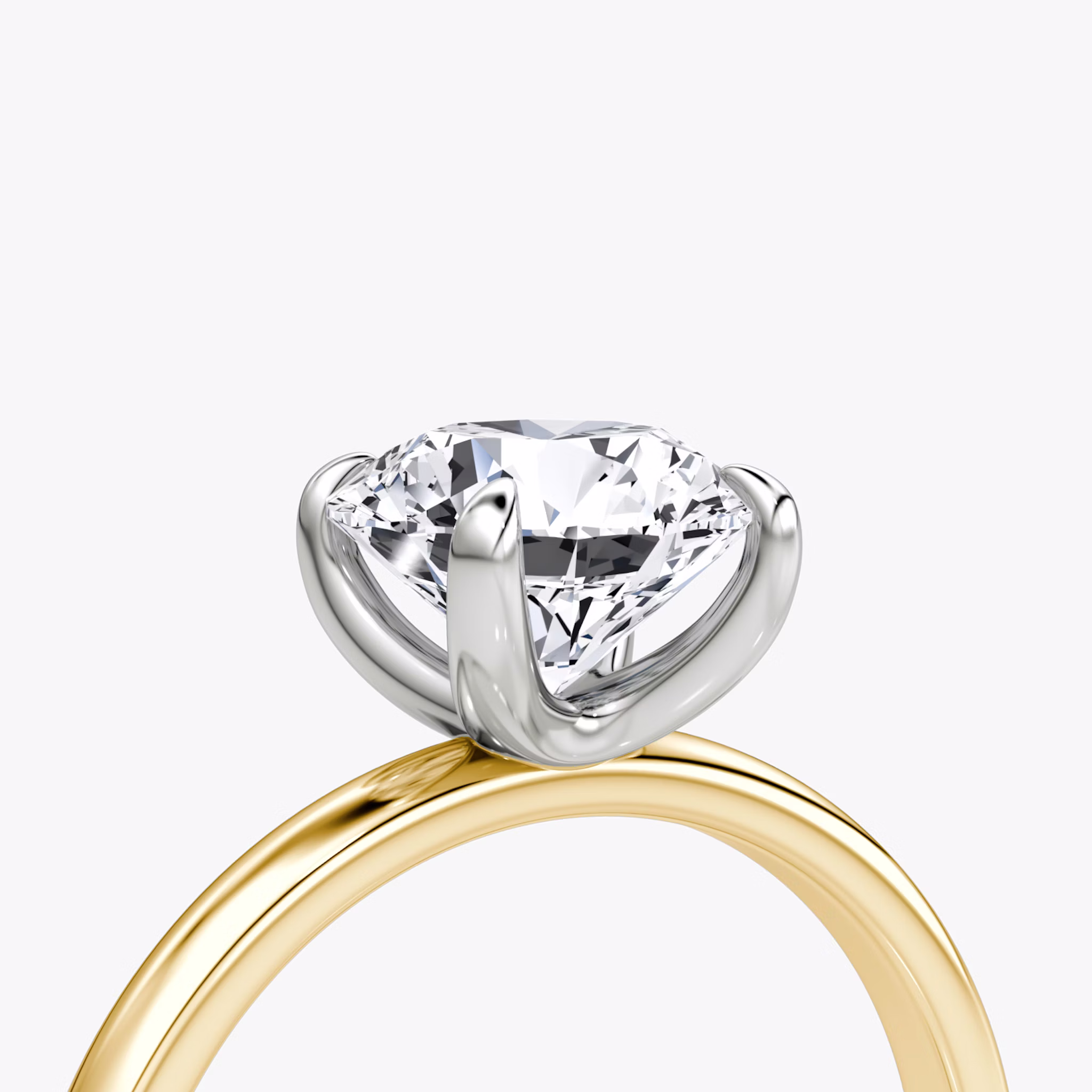 The Classic | Round Brilliant | 18k | Yellow Gold and Platinum | bandAccent: Plain | bandWidth: large | caratWeight: other | diamondOrientation: vertical