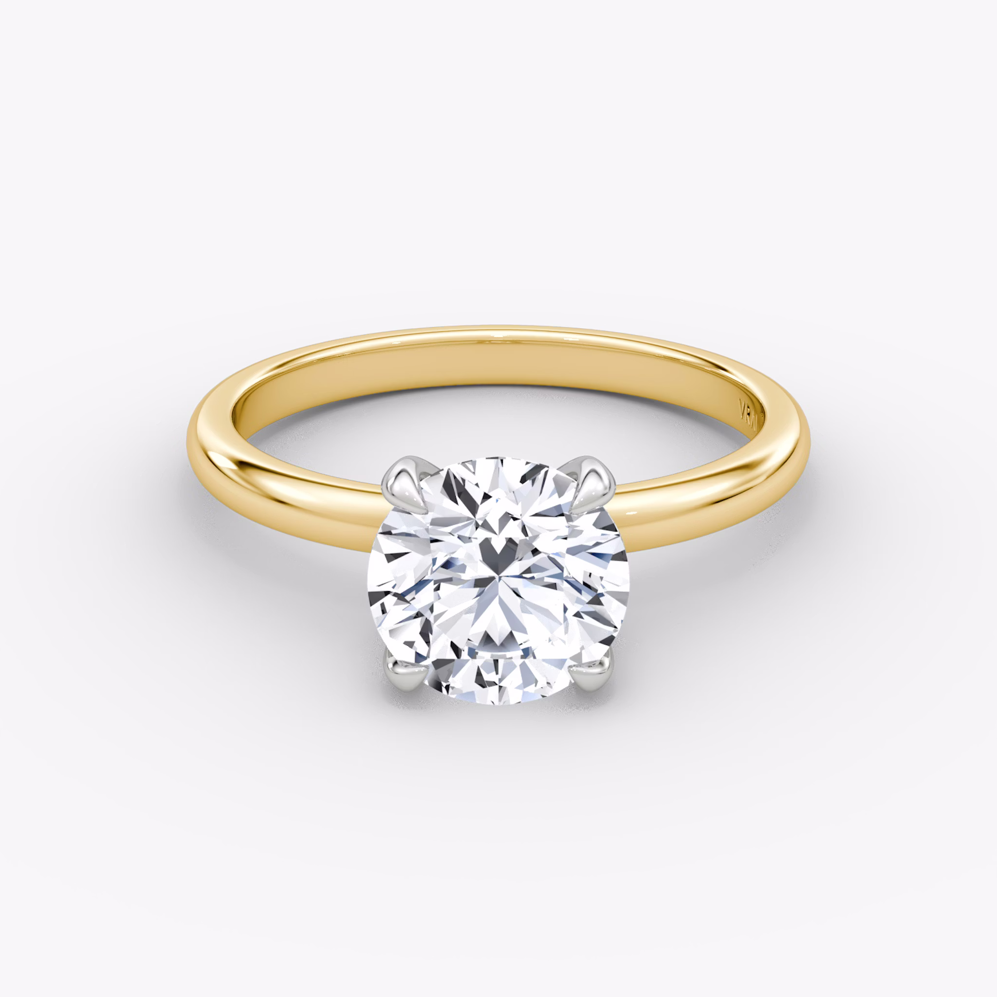 The Classic | Round Brilliant | 18k | Yellow Gold and Platinum | bandAccent: Plain | bandWidth: large | caratWeight: other | diamondOrientation: vertical