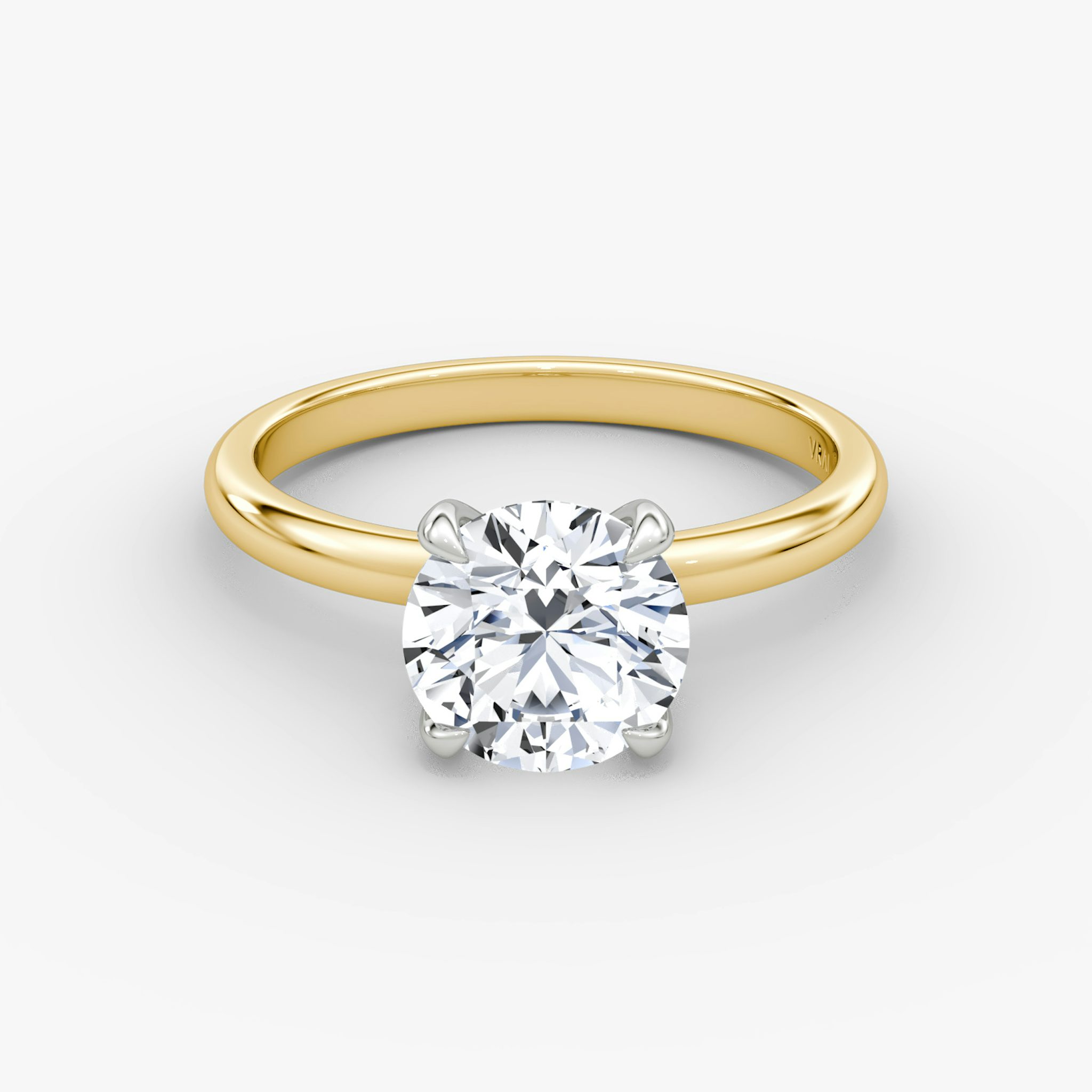 The Classic | Round Brilliant | 18k | Yellow Gold and Platinum | bandAccent: Plain | bandWidth: large | caratWeight: other | diamondOrientation: vertical