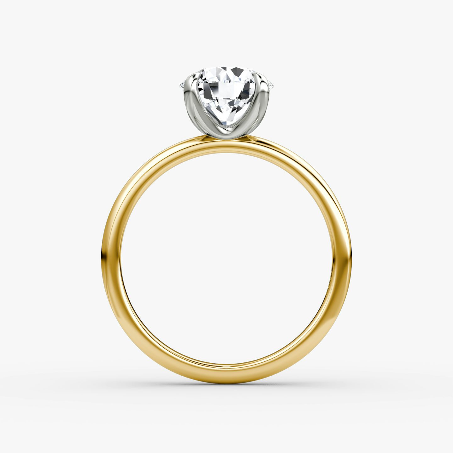 The Classic | Round Brilliant | 18k | Yellow Gold and Platinum | bandAccent: Plain | bandWidth: large | caratWeight: 2.0ct | diamondOrientation: vertical