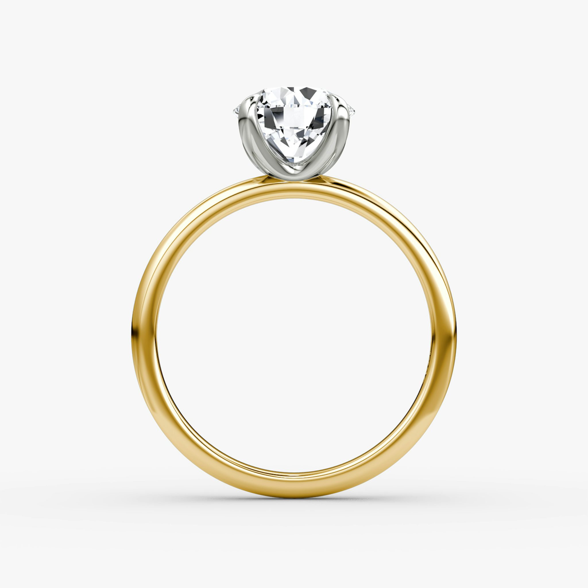 The Classic | Round Brilliant | 18k | Yellow Gold and Platinum | bandAccent: Plain | bandWidth: large | caratWeight: other | diamondOrientation: vertical